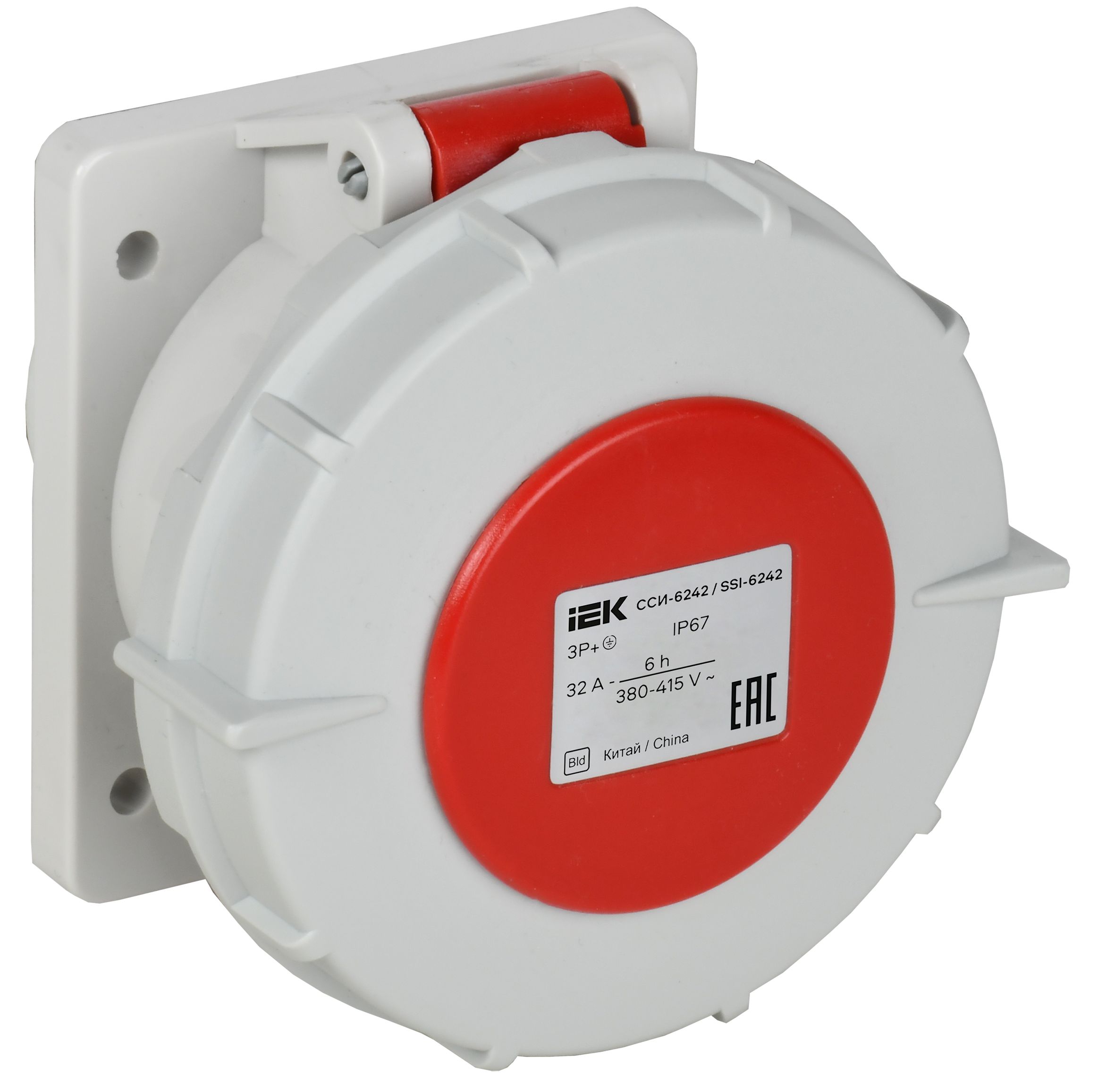 Розетка встраиваемая прямаяССИ-6242 32А-6ч 380В 3P+PE IP67 IEK