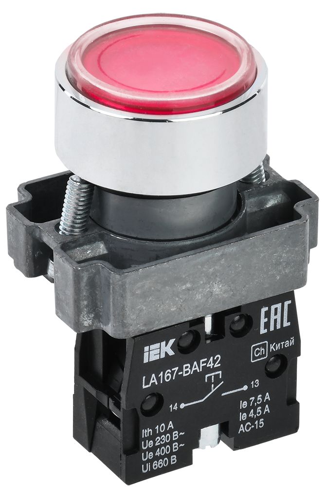 Кнопка управления LA167-BAF42 d=22мм 1NC красная IEK