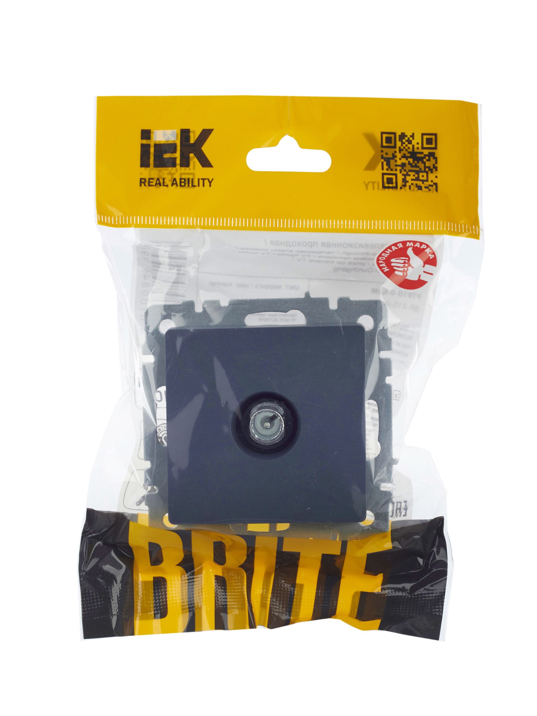 BRITE Розетка TV проходная РТВ10-0-БрМ маренго IEK — фото