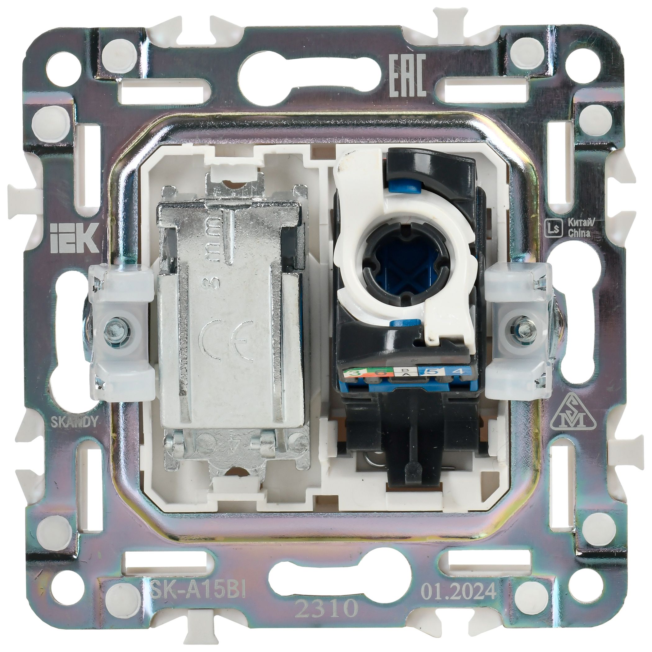SKANDY Розетка двойная TV+RJ45 кат.6 SK-A15Bl черный IEK — фото