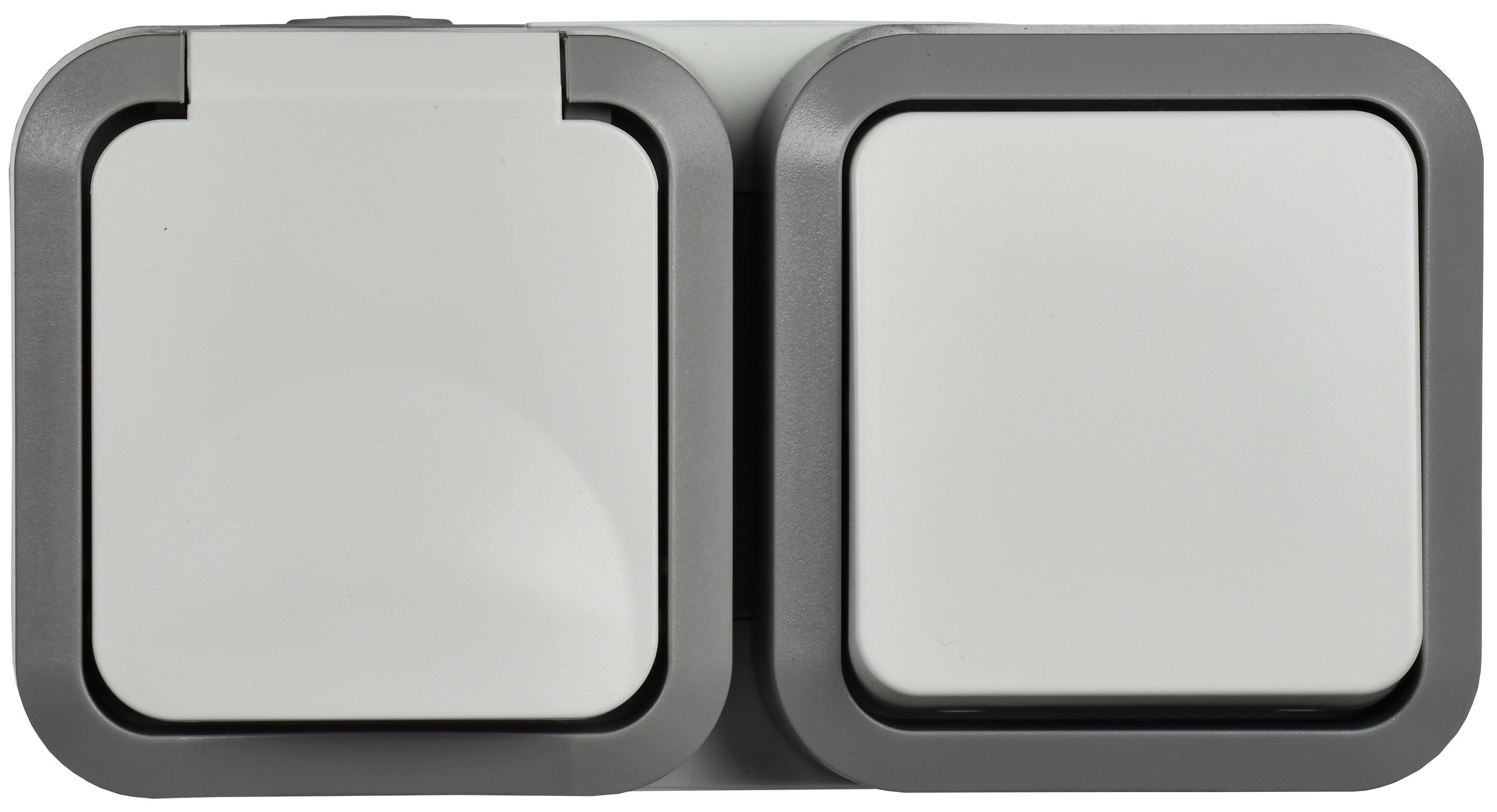 TORS Блок розетка + выключатель горизонтальный 16А IP55 TS242 серо-белый IEK