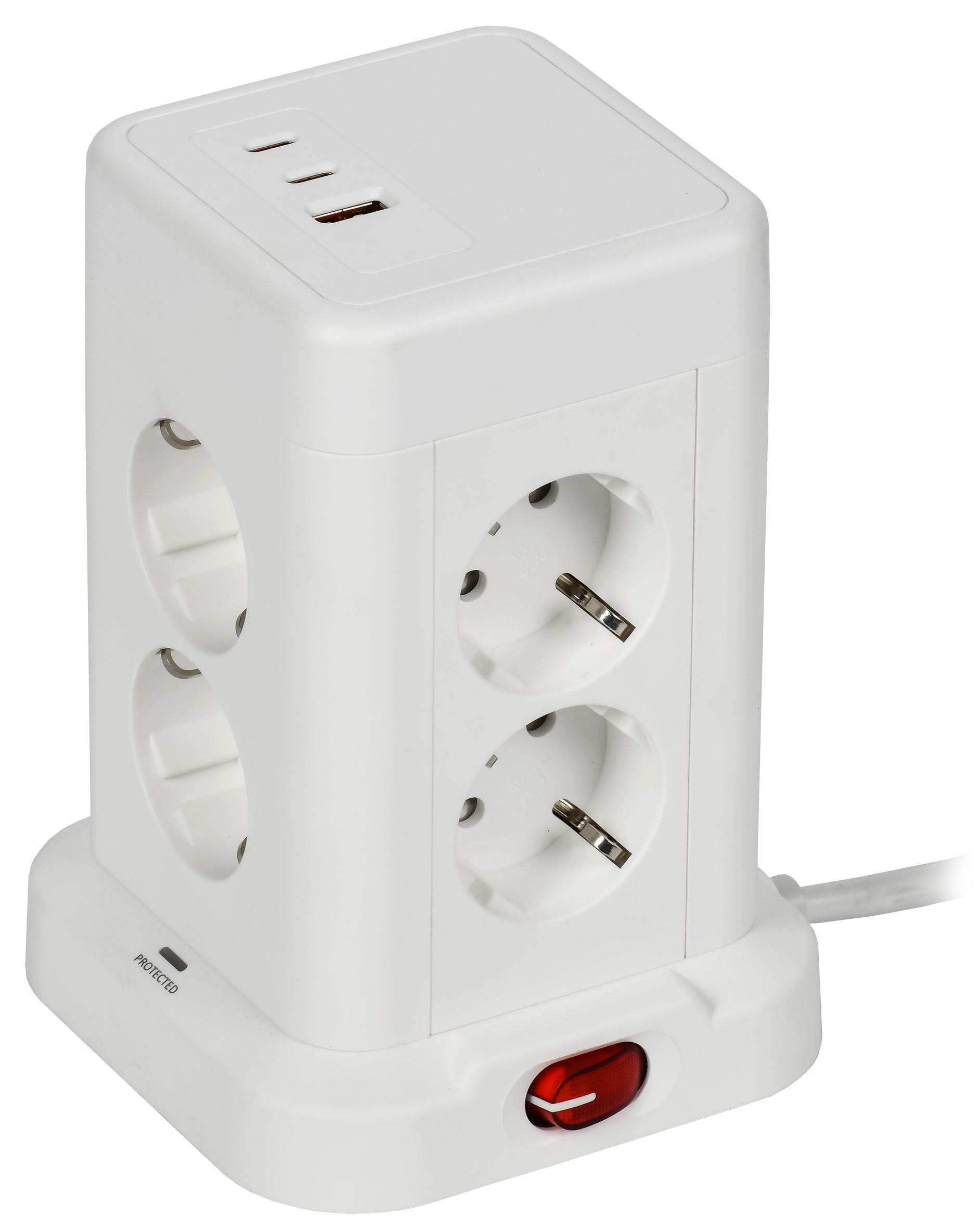Удлинитель У08K 8 мест 2P+PE 1,5м 3х1,0мм2 16А/250В USB A+C 20Вт белый DOMINIC IEK — фото