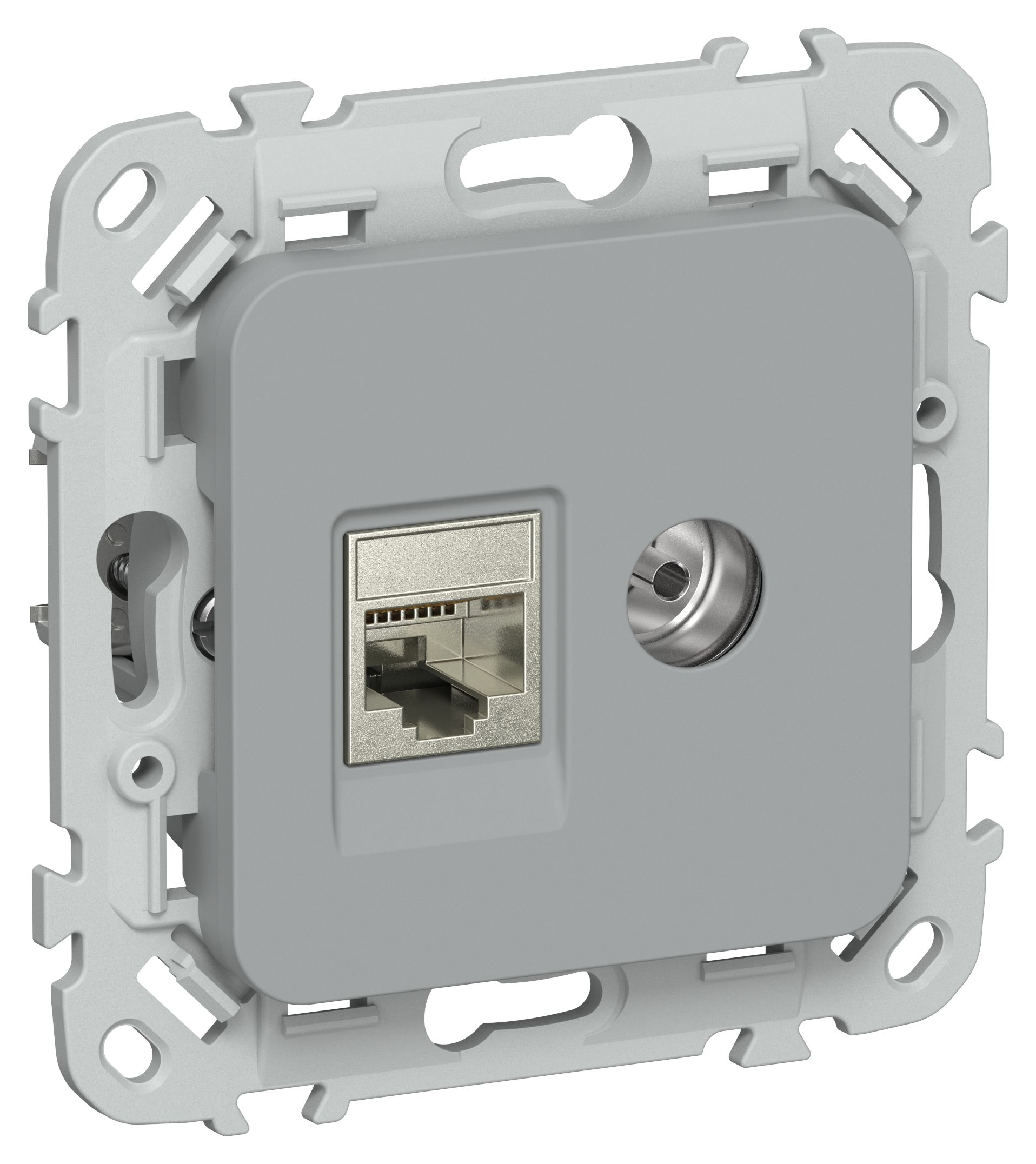FLITE Розетка 2-местная RJ45/TV категория 5Е STP РКТВ5е-2-1-ФлС серый IEK