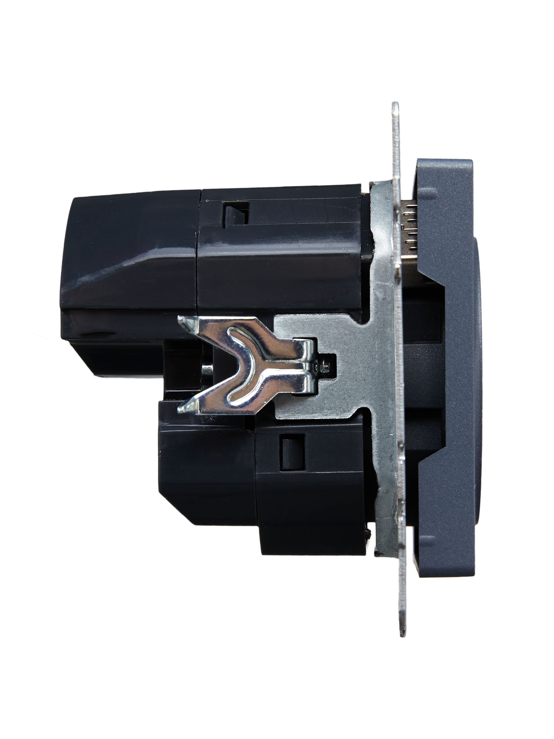 BRITE Розетка 1-местная с заземлением с защитными шторками 16А с USB A+A 5В 2,1А РЮш10-1-БрМ маренго IEK — фото