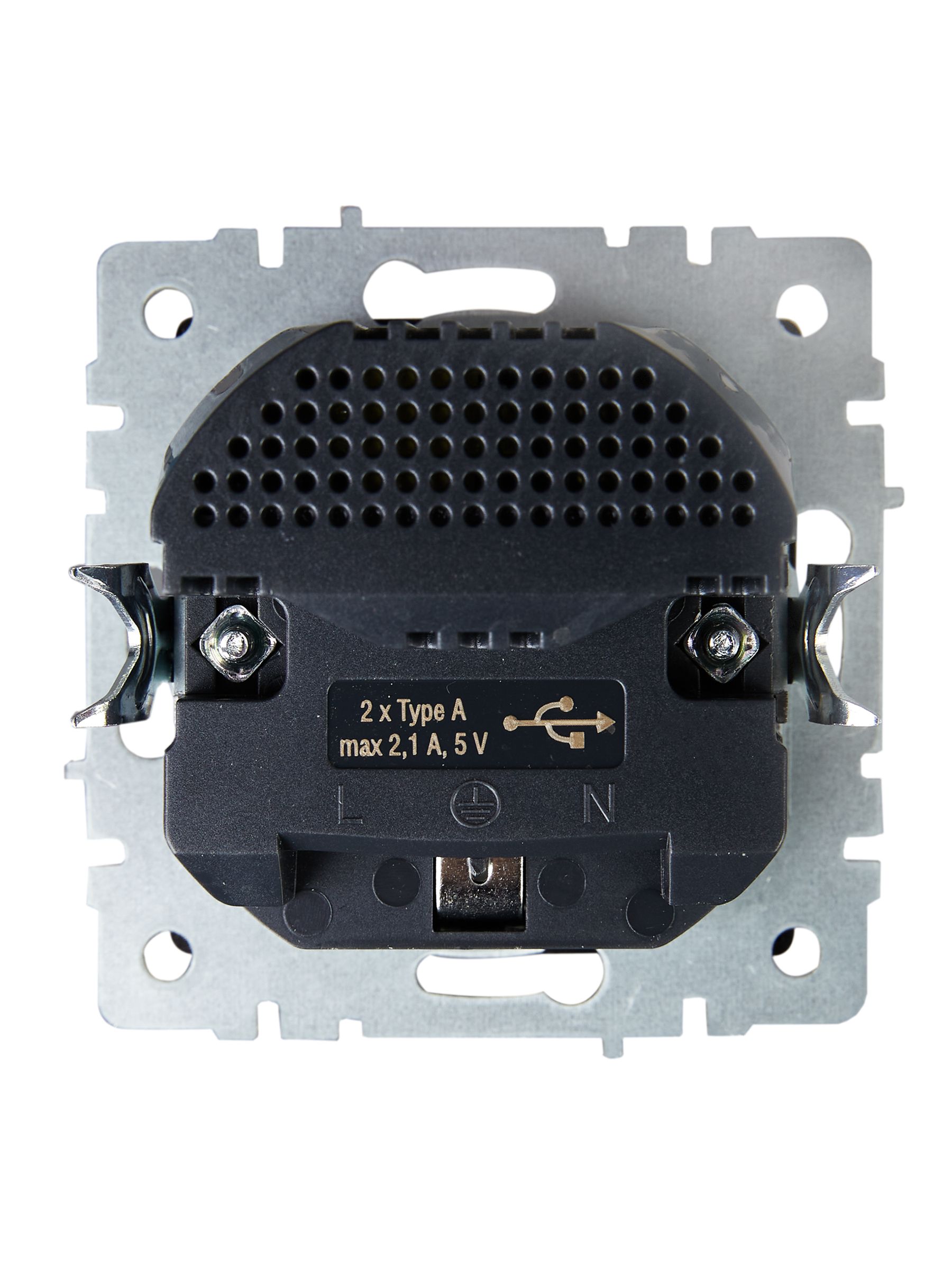 BRITE Розетка 1-местная с заземлением с защитными шторками 16А с USB A+A 5В 2,1А РЮш10-1-БрМ маренго IEK — фото