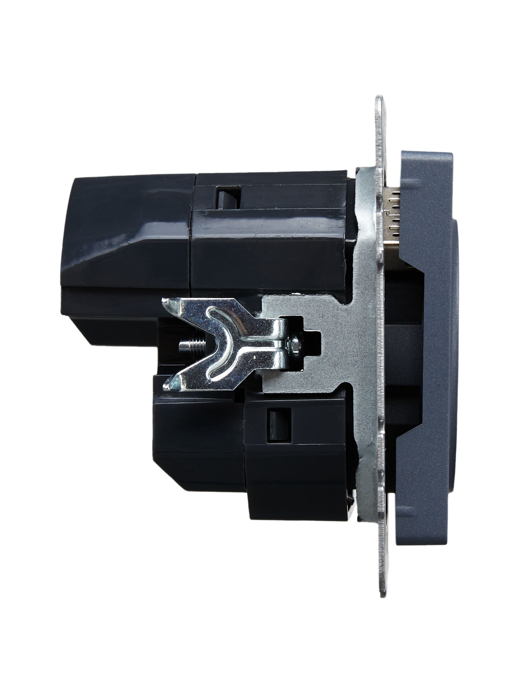 BRITE Розетка 1-местная с заземлением с защитными шторками 16А с USB A+A 5В 3,1А РЮш10-2-БрМ маренго IEK — фото
