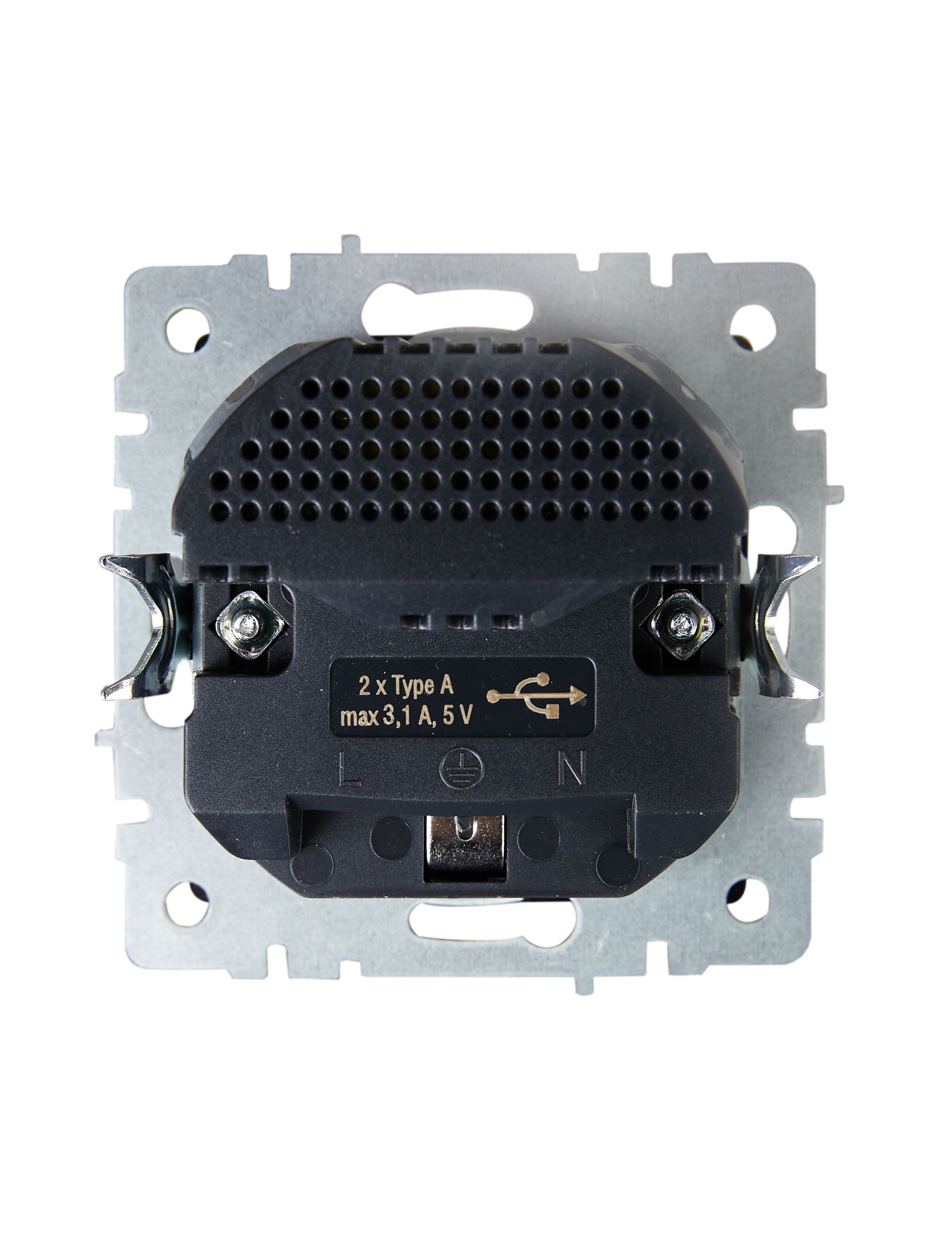 BRITE Розетка 1-местная с заземлением с защитными шторками 16А с USB A+A 5В 3,1А РЮш10-2-БрМ маренго IEK — фото