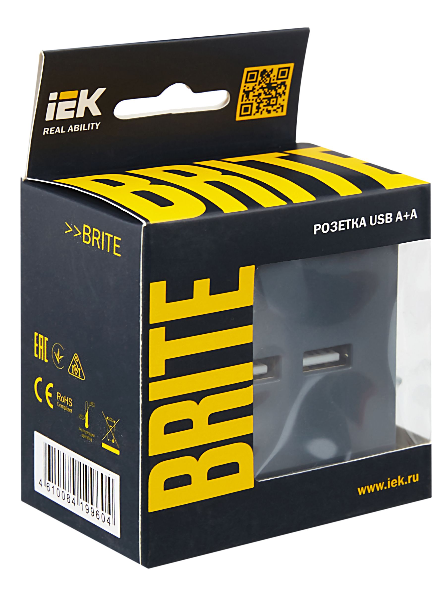 BRITE Розетка USB A+A 5В 3,1А РЮ10-1-БрМ маренго IEK — фото