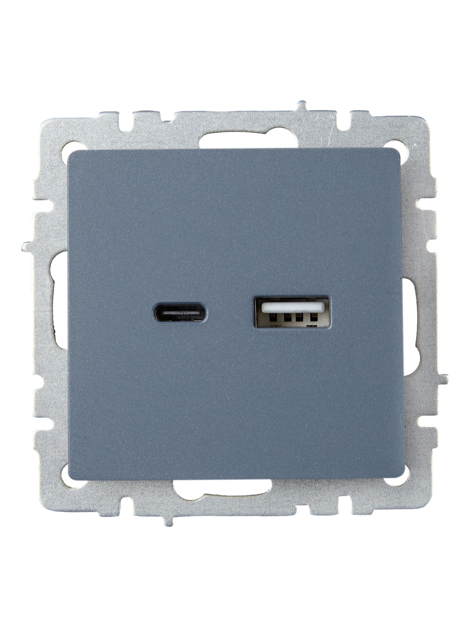 BRITE Розетка USB A+C 18Вт РЮ11-1-БрМ маренго IEK — фото