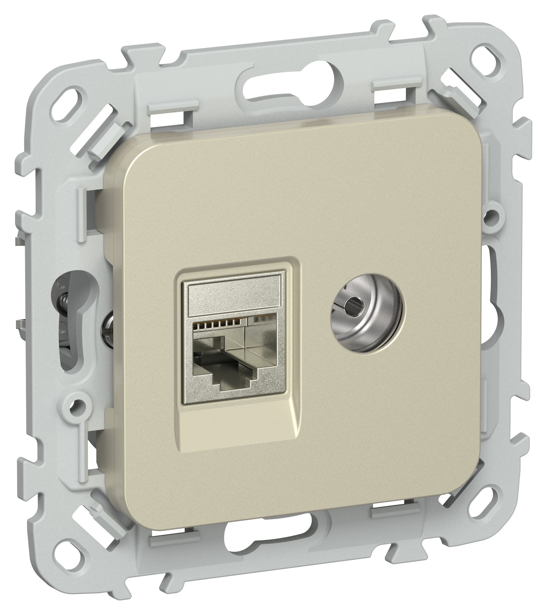 FLITE Розетка 2-местная RJ45/TV категория 6 STP РКТВ6-2-1-ФлШ шампань IEK