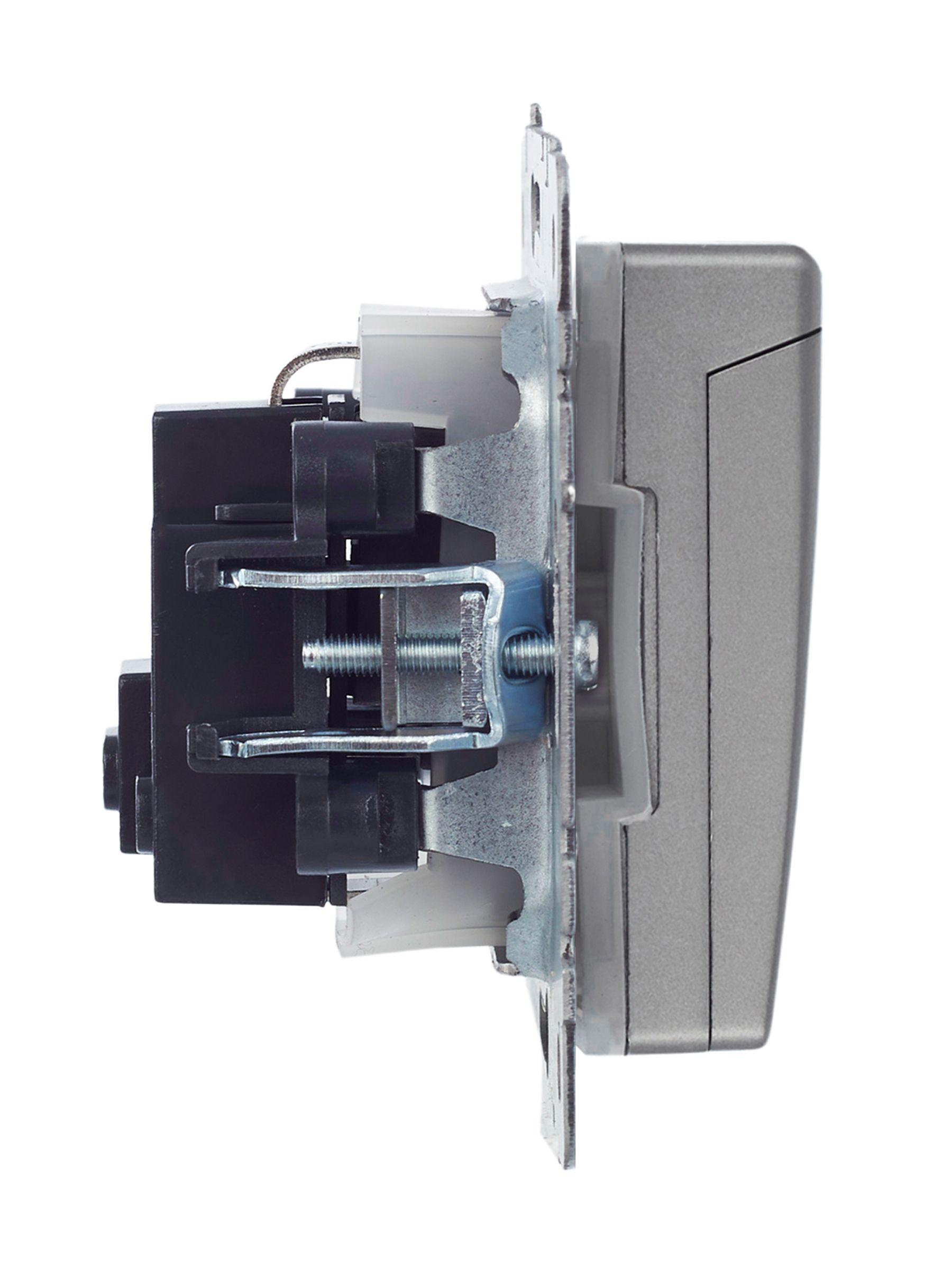 BRITE Розетка 1-местная с заземлением с защитными шторками и крышкой 16А IP44 РСбш10-3-44-БрС сталь IEK — фото