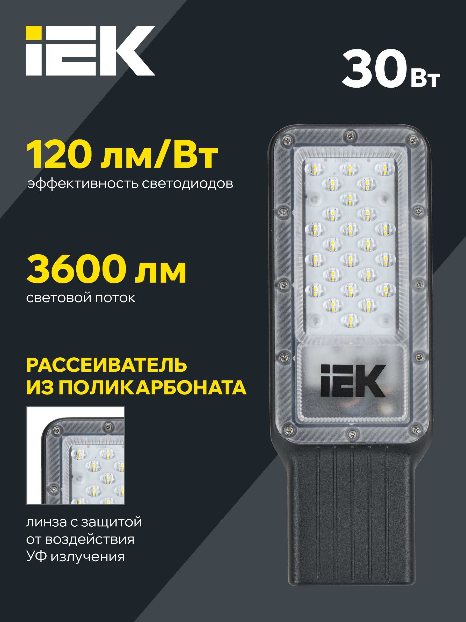 Светильник светодиодный консольный ДКУ 1011-30Ш 5000К IP65 IEK — фото