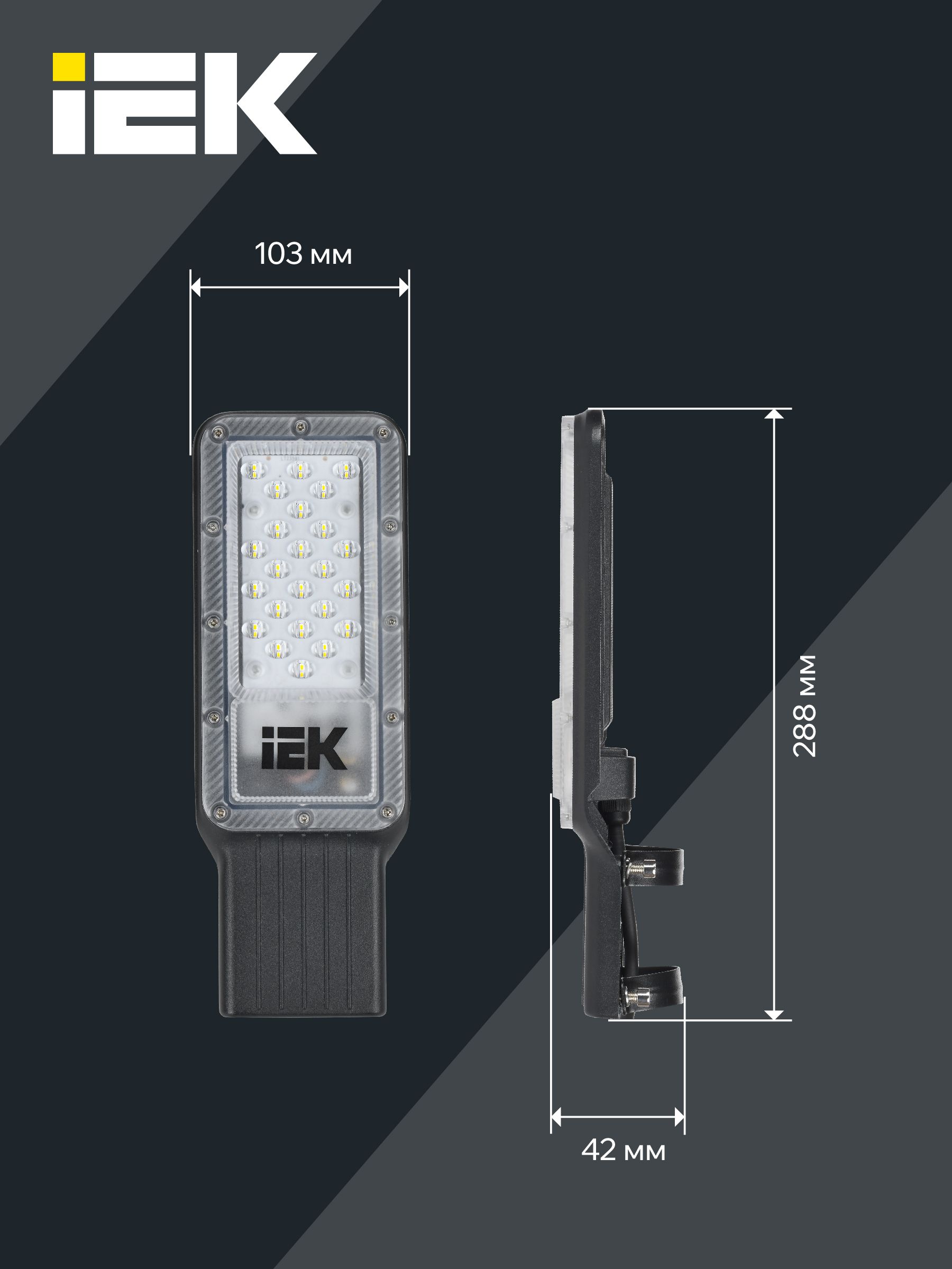 Светильник светодиодный консольный ДКУ 1011-30Ш 5000К IP65 IEK — фото