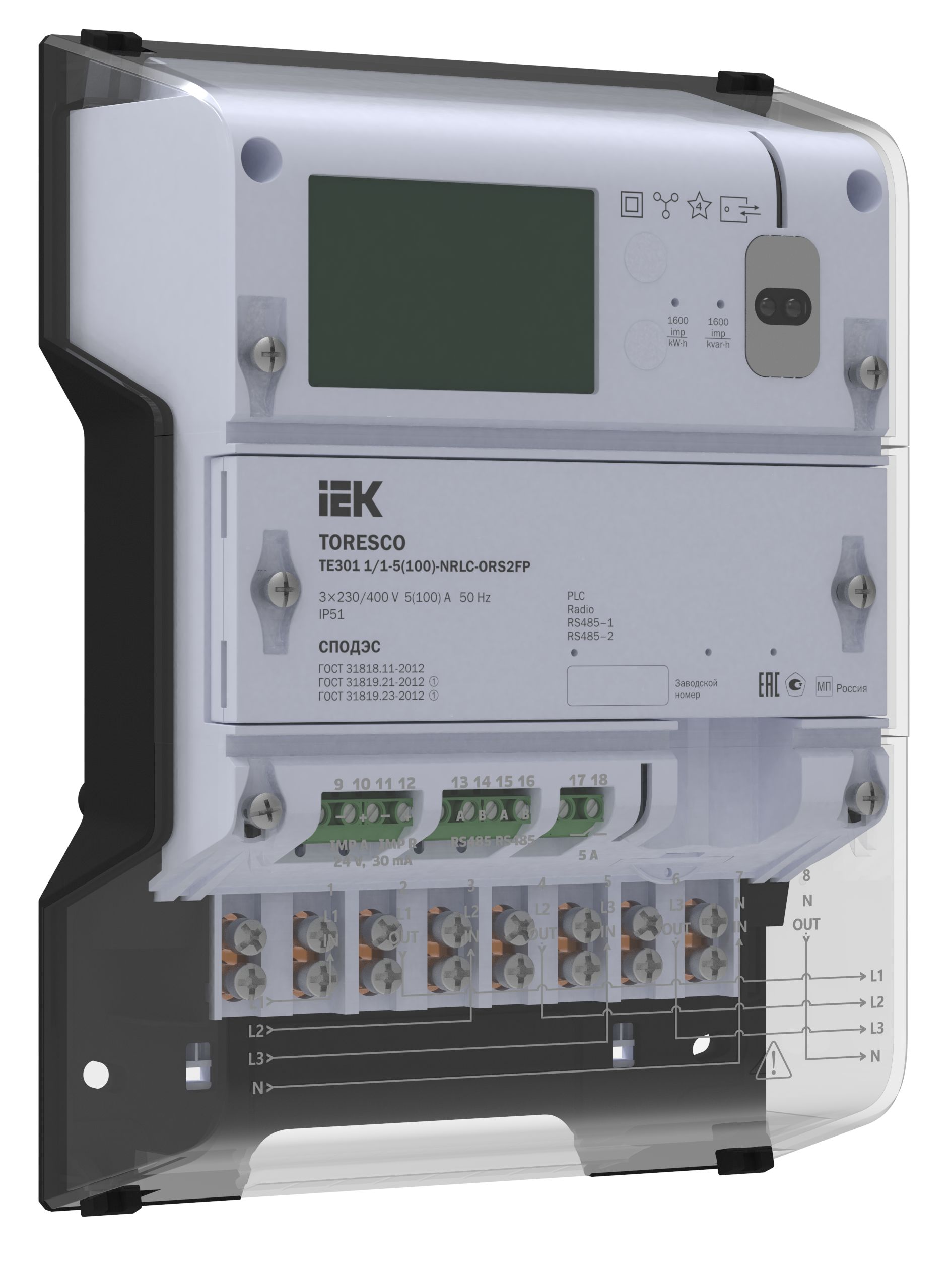 TORESCO Счетчик электрической энергии TE301 1/1-5(100)-NRLC-ORS2FP IEK