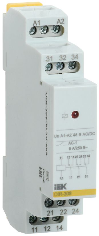 Реле промежуточное модульное OIR 3 контакта 8А 48В AC/DC IEK