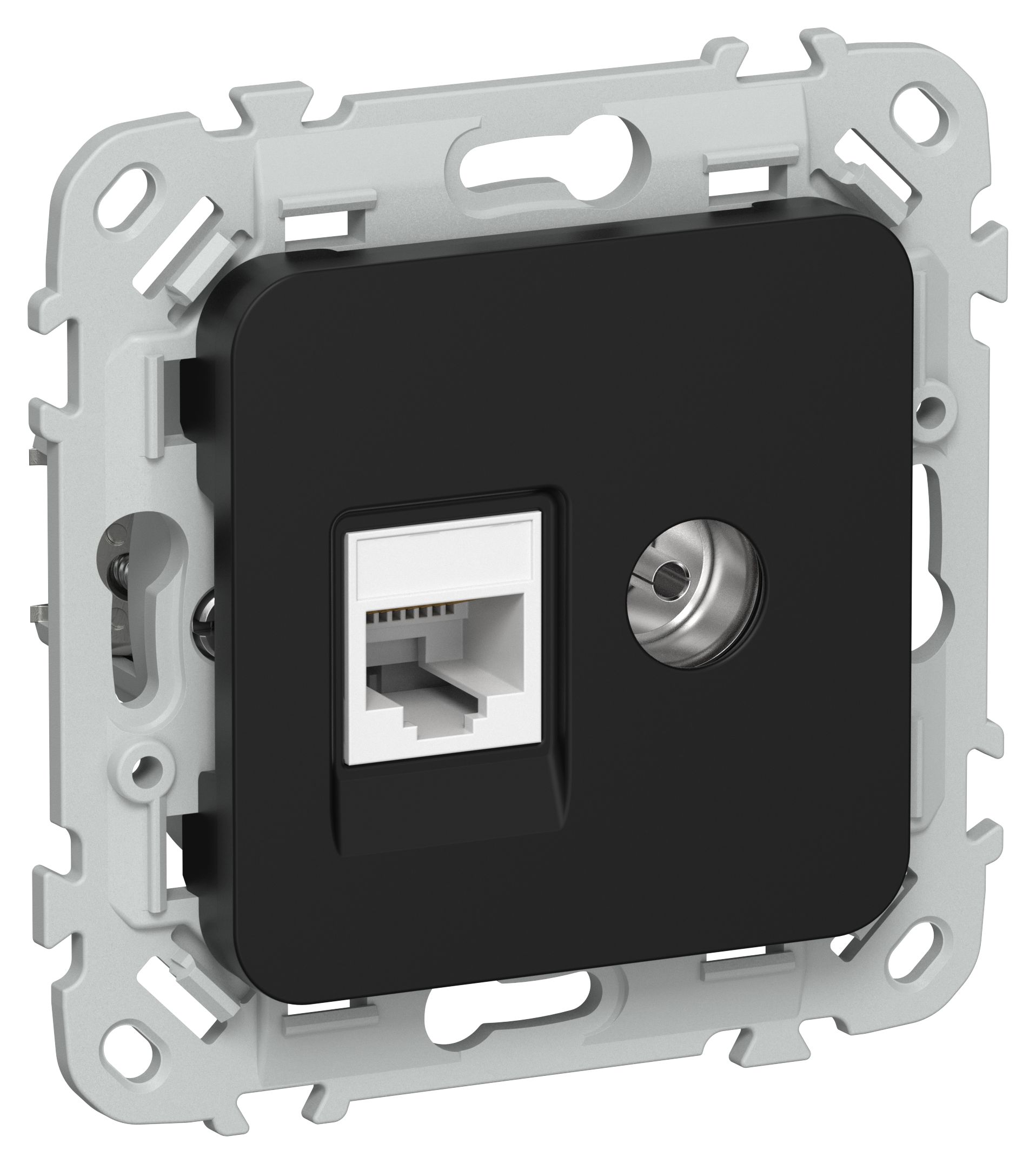 FLITE Розетка 2-местная RJ45/TV категория 5Е UTP РКТВ5е-2-0-ФлЧ черный IEK — фото