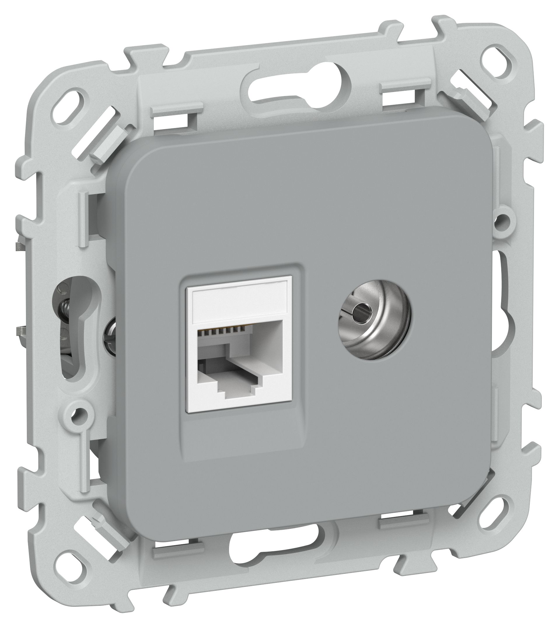 FLITE Розетка 2-местная RJ45/TV категория 5Е UTP РКТВ5е-2-0-ФлС серый IEK — фото