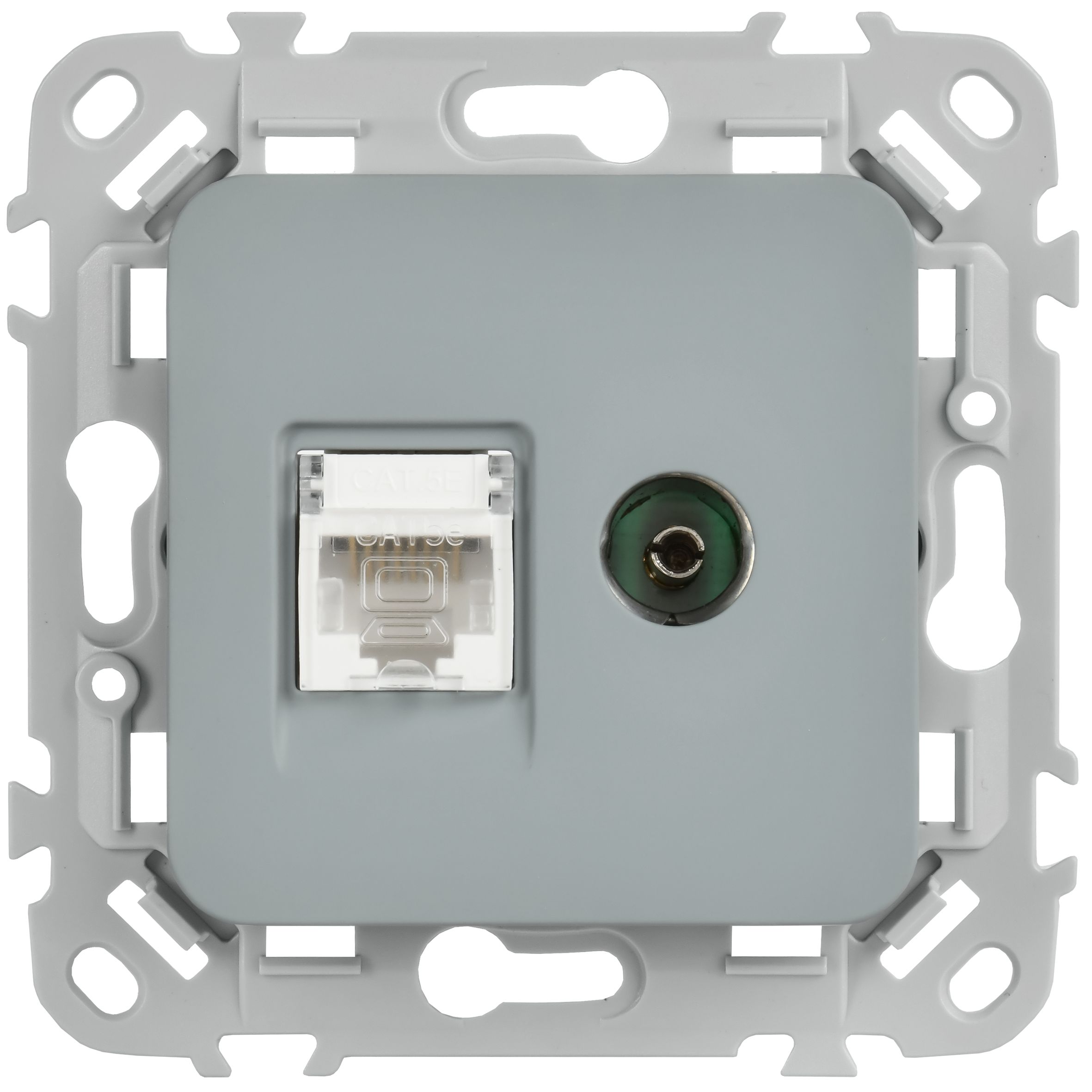 FLITE Розетка 2-местная RJ45/TV категория 5Е UTP РКТВ5е-2-0-ФлС серый IEK — фото