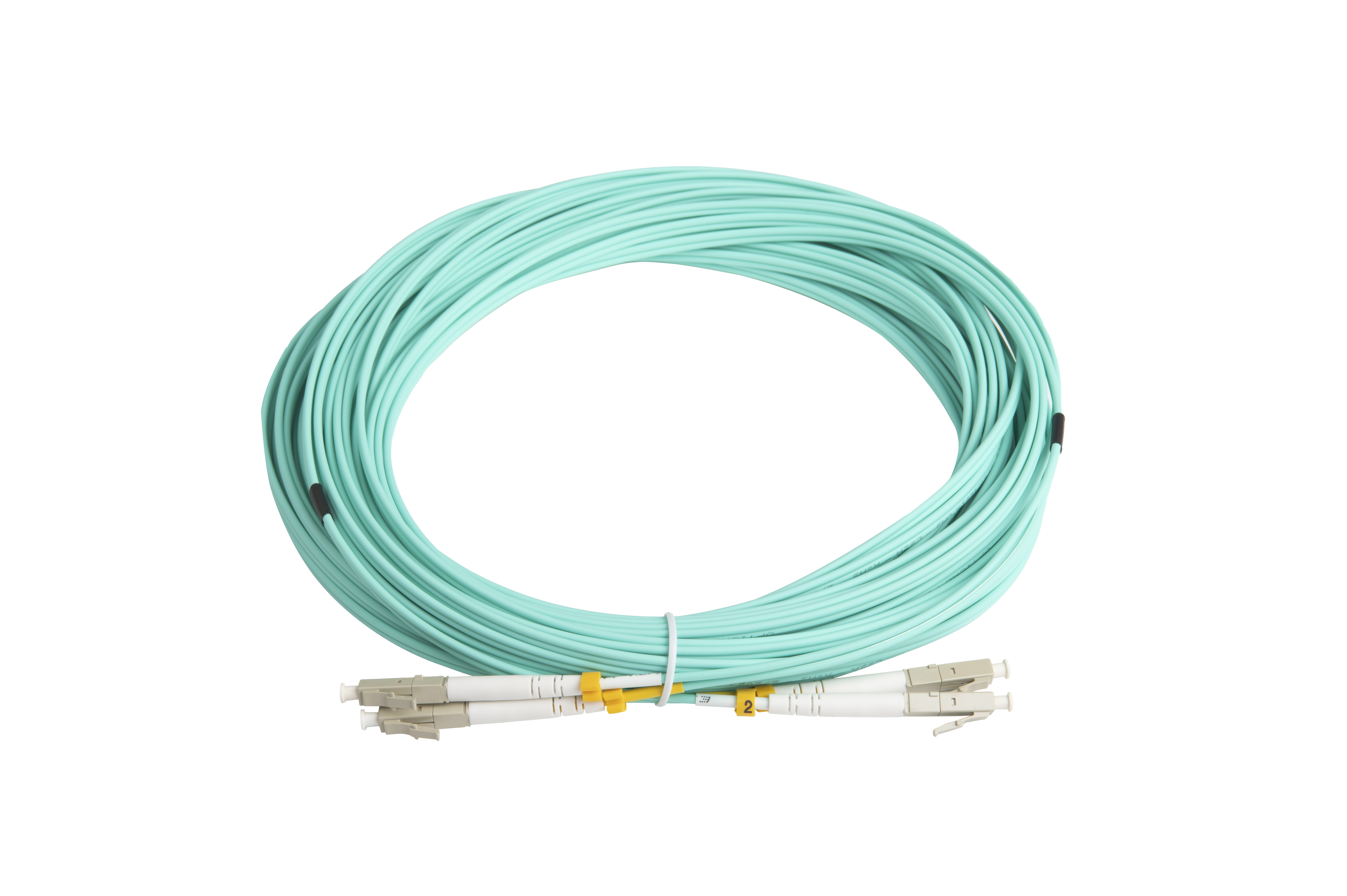 Hyperline FC-D2-503-LC/UR-LC/UR-H-15M-LSZH-AQ Патч-корд волоконно-оптический (шнур) MM 50/125 (OM3), LC-LC, UPC, duplex, 2.0 мм, до 100G, LSZH, 15 м (замена FC-D2-503-LC/PR-LC/PR-H-15M-LSZH-AQ) — фото