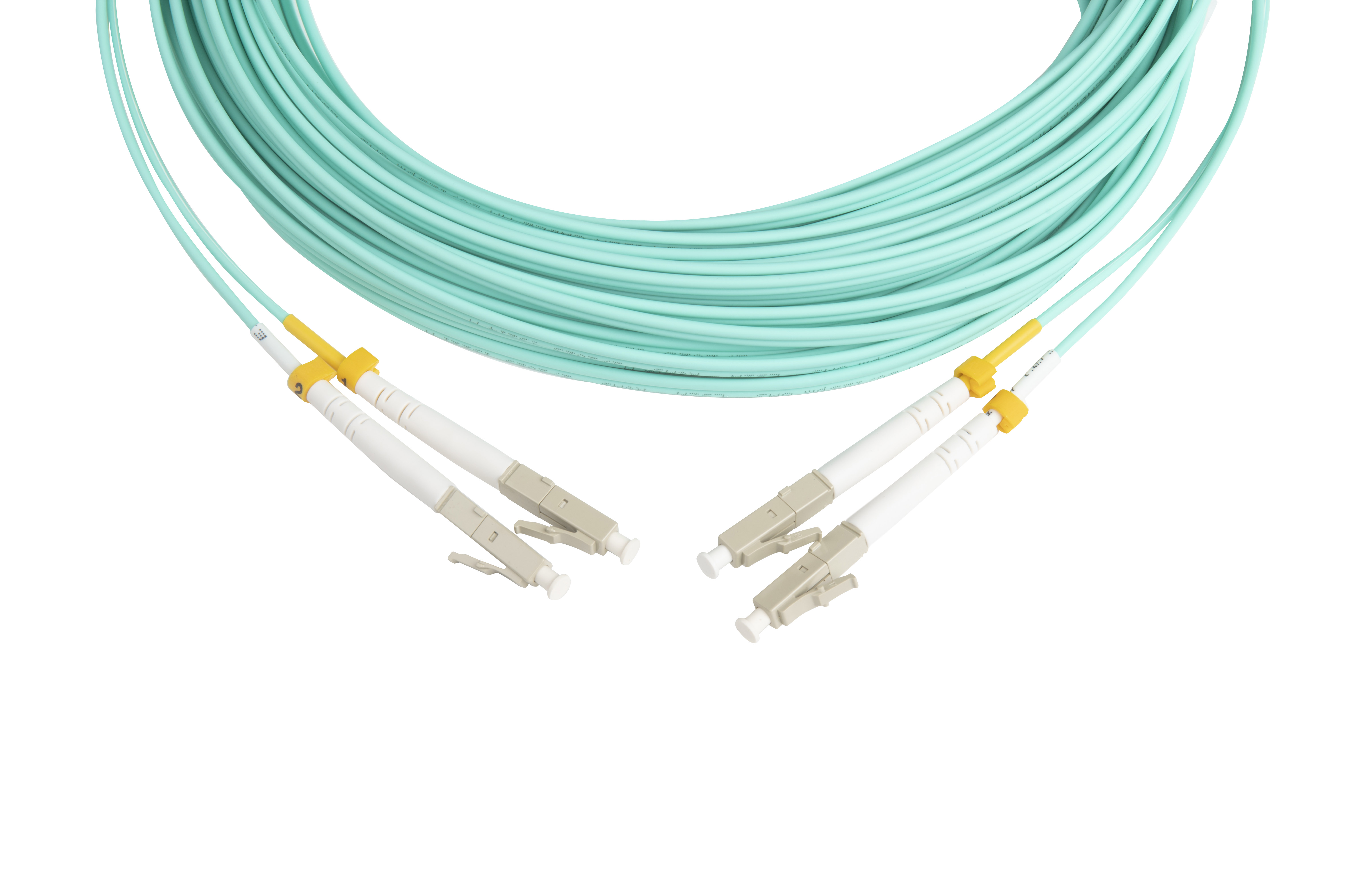 Hyperline FC-D2-503-LC/UR-LC/UR-H-15M-LSZH-AQ Патч-корд волоконно-оптический (шнур) MM 50/125 (OM3), LC-LC, UPC, duplex, 2.0 мм, до 100G, LSZH, 15 м (замена FC-D2-503-LC/PR-LC/PR-H-15M-LSZH-AQ) — фото