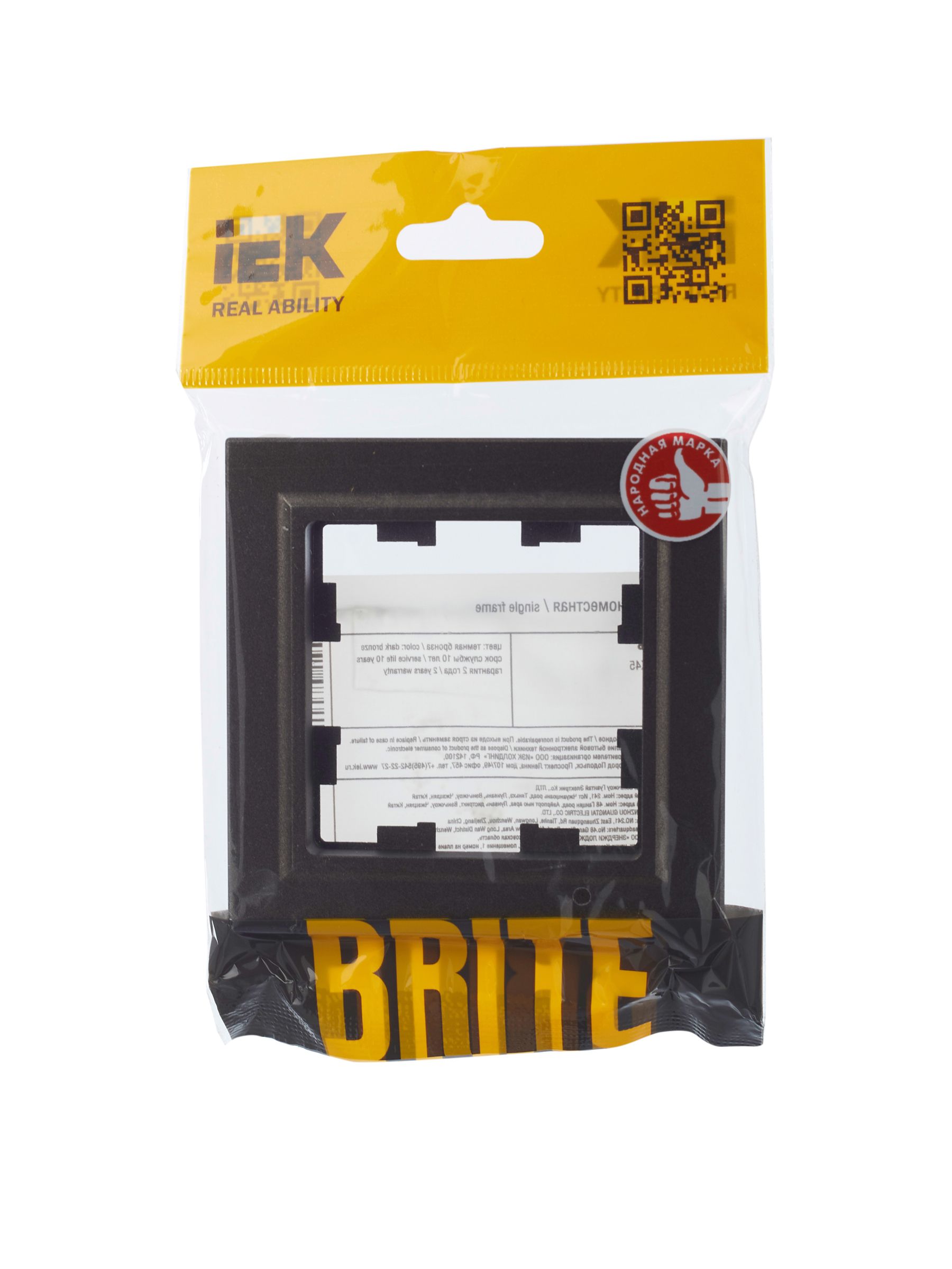BRITE Рамка 1-местная РУ-1-БрТБ темная бронза IEK — фото