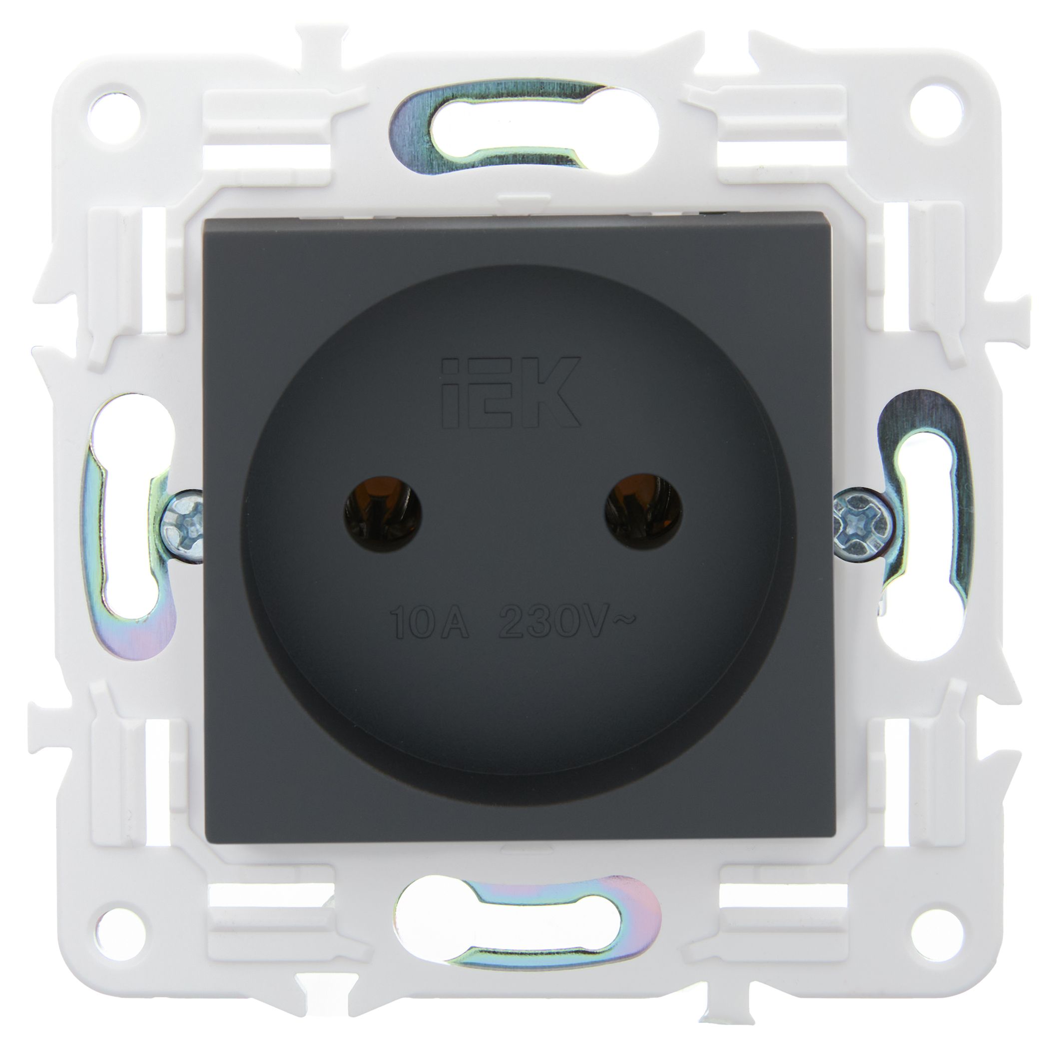 SKANDY Розетка без заземления без защитных шторок 10А SK-R02G графит IEK — фото