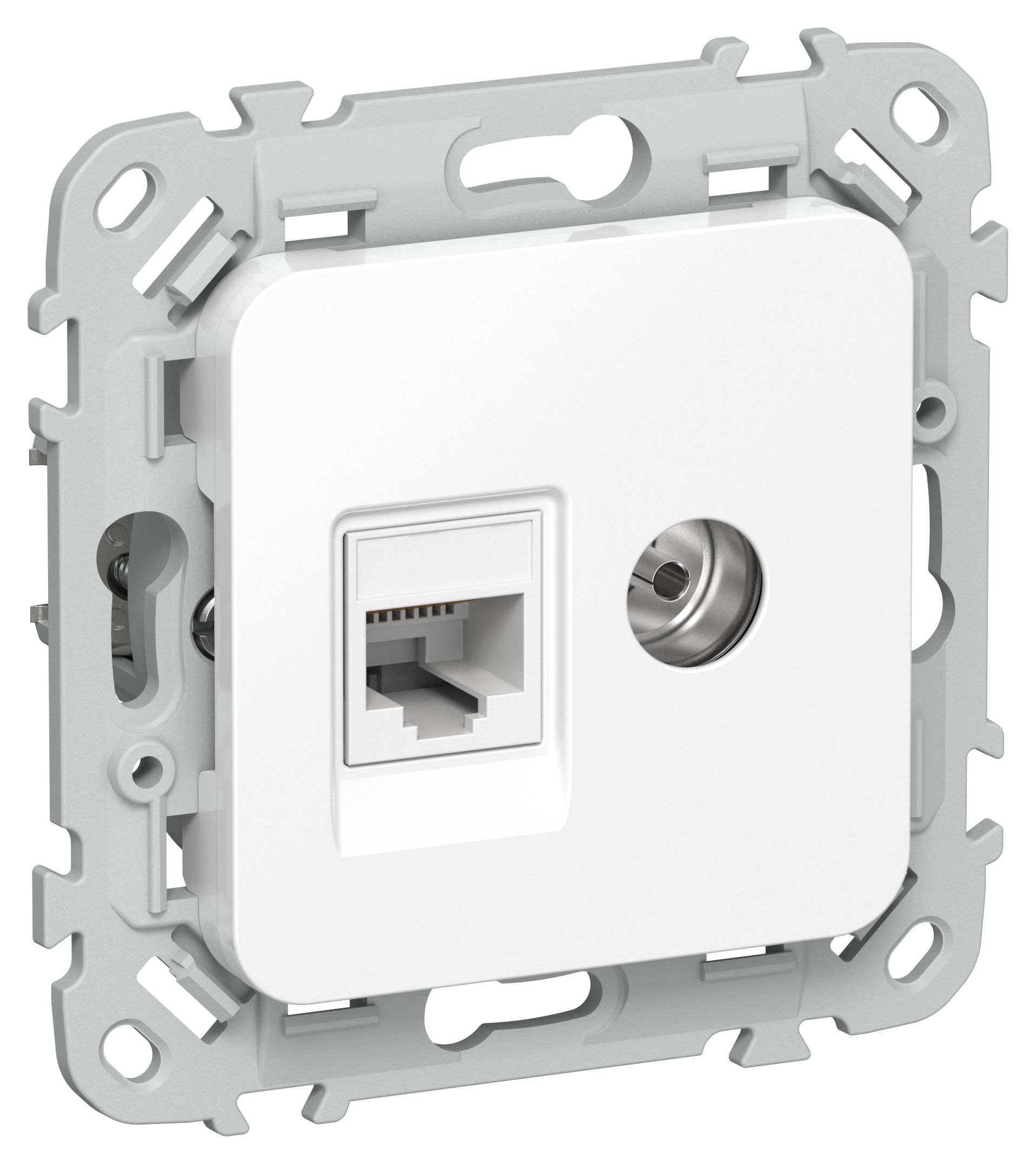 FLITE Розетка 2-местная RJ45/TV категория 6 UTP РКТВ6-2-0-ФлБ белый IEK