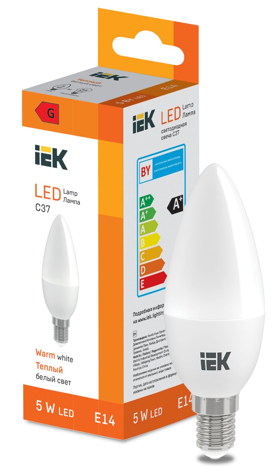 LED Candle C37 400lm 3000K E14 IEK