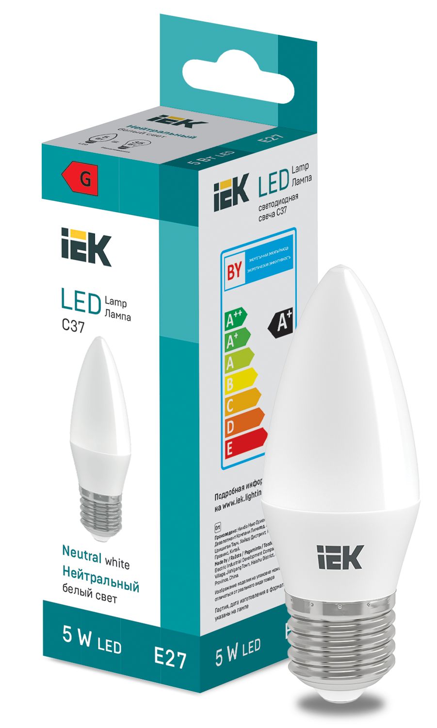 LED Candle C37 400lm 4000K E27 IEK