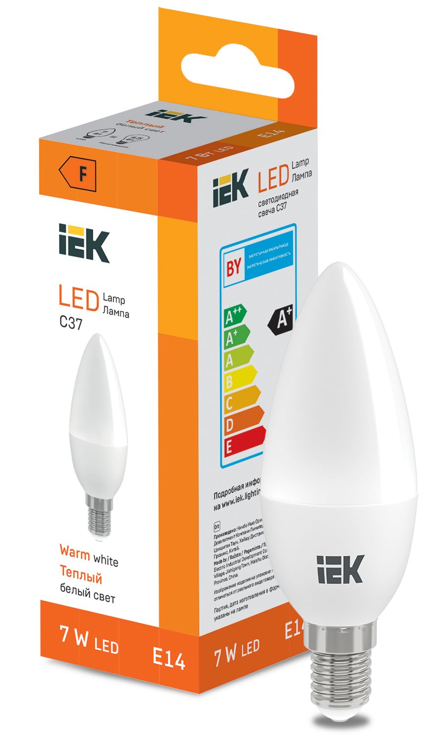 LED Candle C37 600lm 3000K E14 IEK