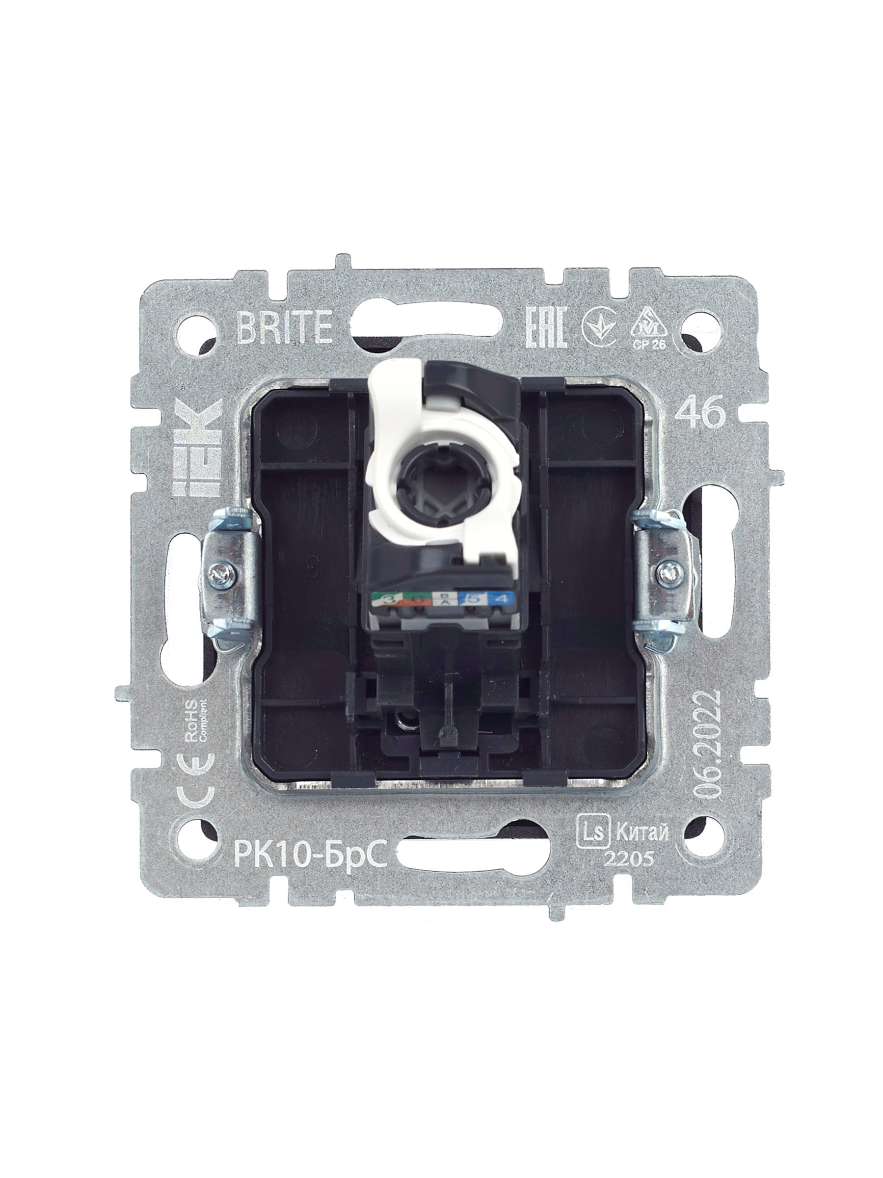 BRITE Розетка компьютерная RJ45 кат.5E РК10-БрС сталь IEK — фото