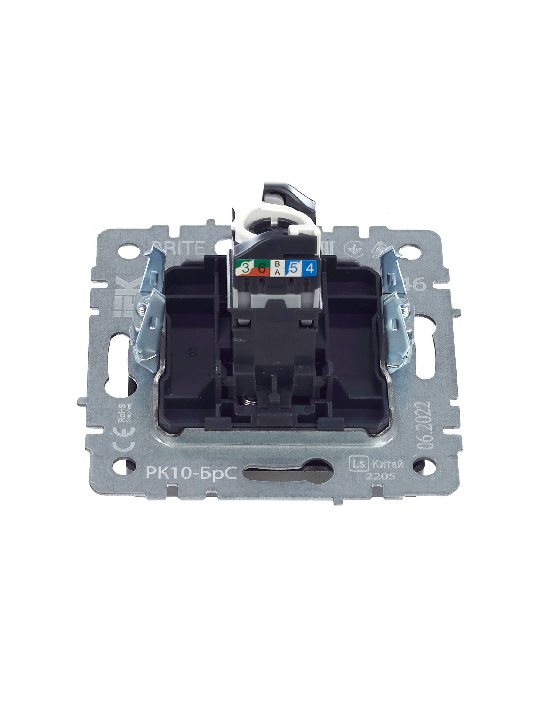 BRITE Розетка компьютерная RJ45 кат.5E РК10-БрС сталь IEK — фото