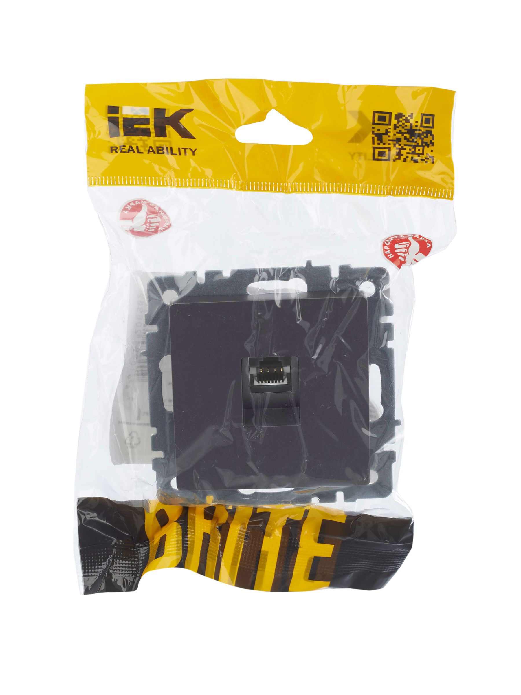 BRITE Розетка компьютерная RJ45 кат.5E РК10-БрС сталь IEK — фото