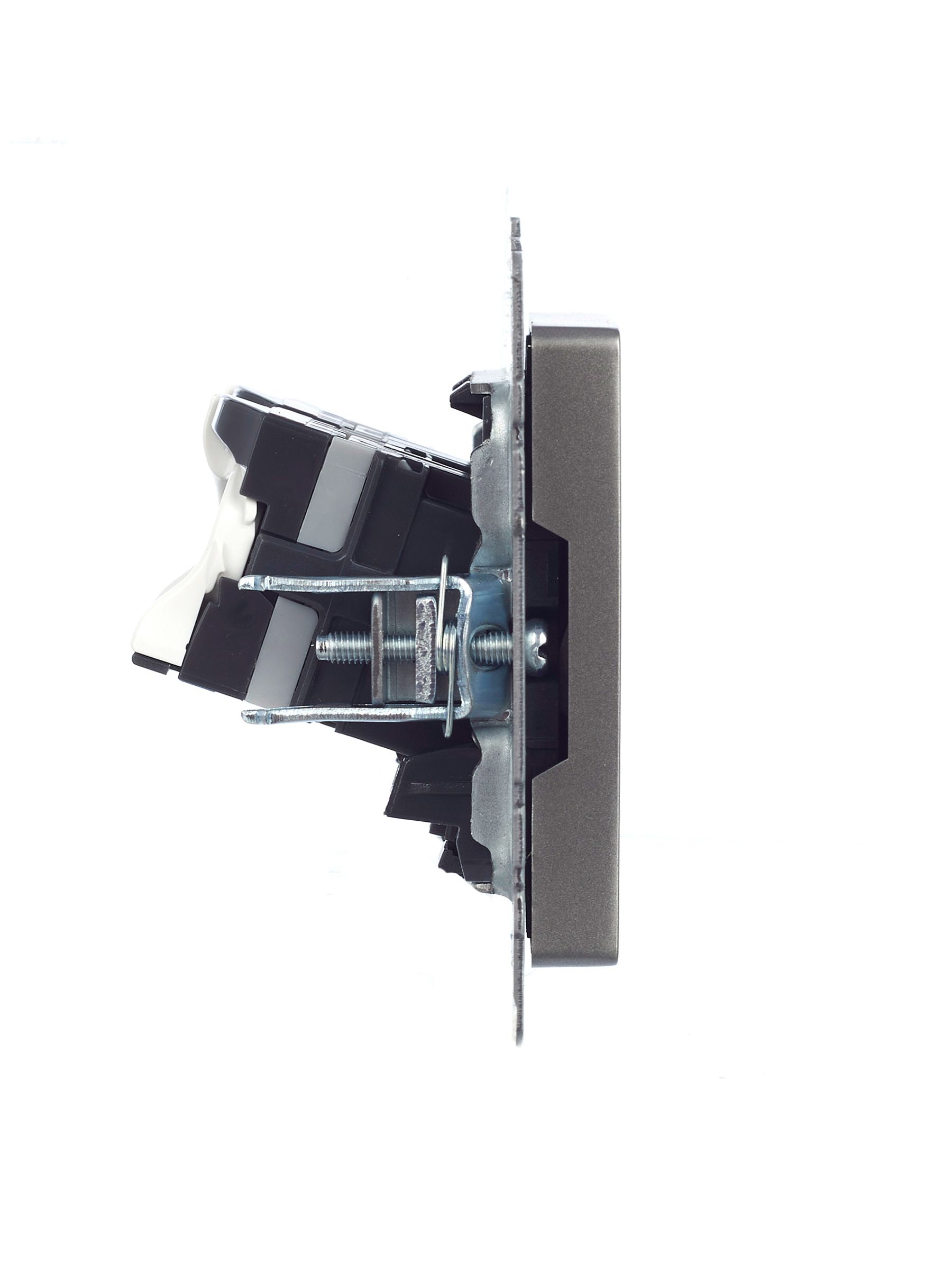 BRITE Розетка компьютерная двойная RJ45 кат.5E РК10-2-БрС сталь IEK — фото