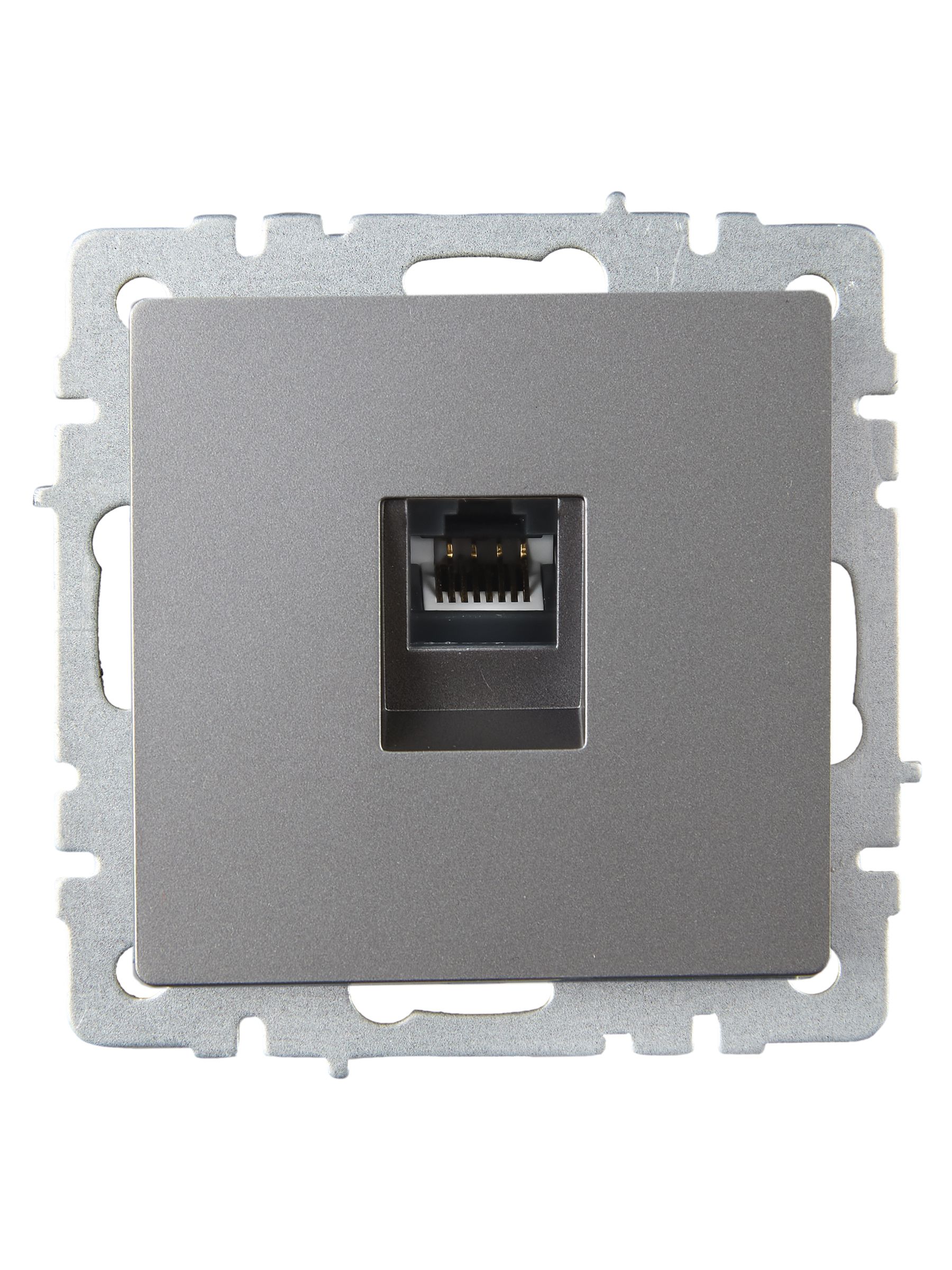 BRITE Розетка компьютерная RJ45 кат.6 РК11-БрС сталь IEK — фото