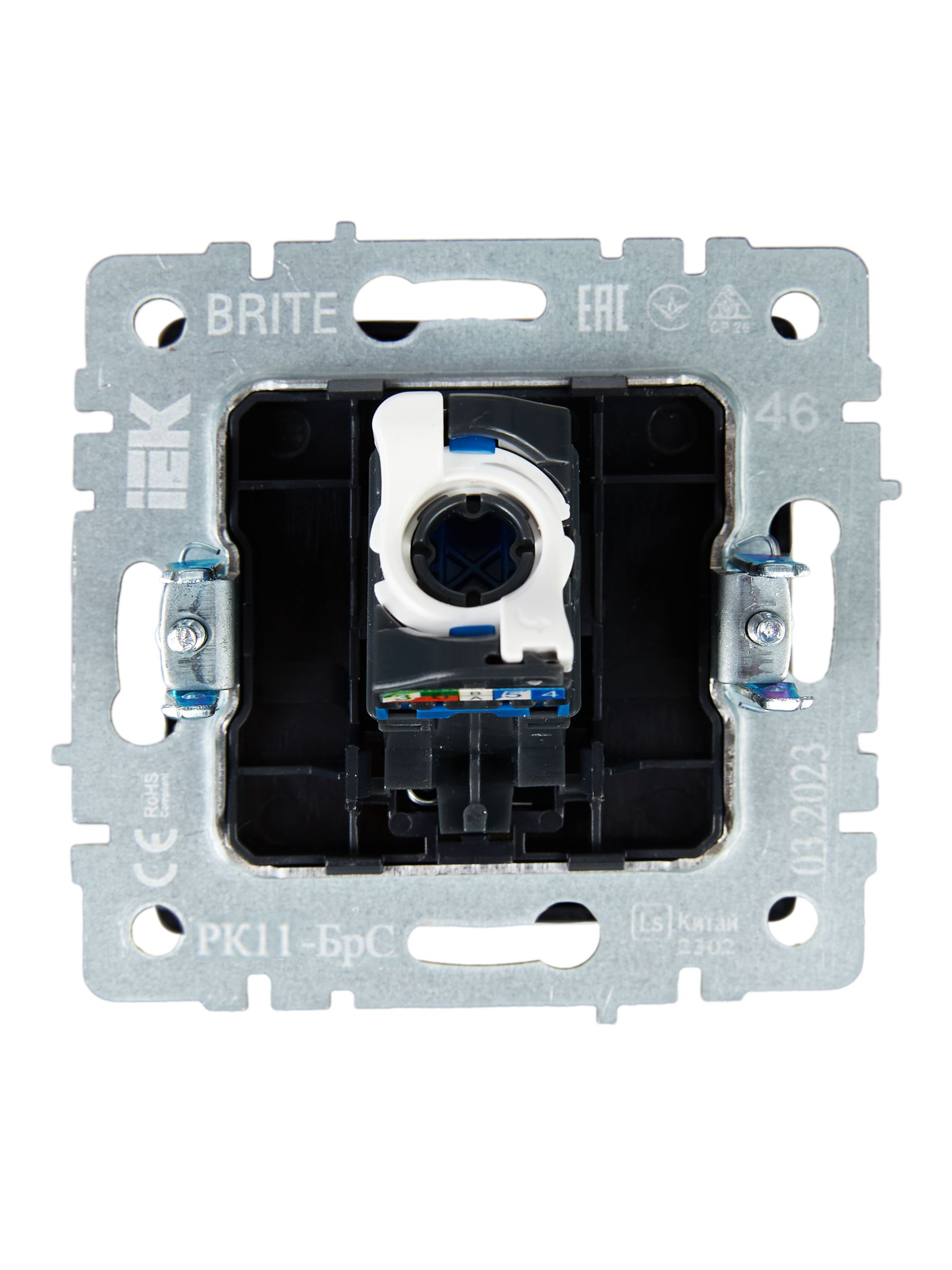 BRITE Розетка компьютерная RJ45 кат.6 РК11-БрС сталь IEK — фото