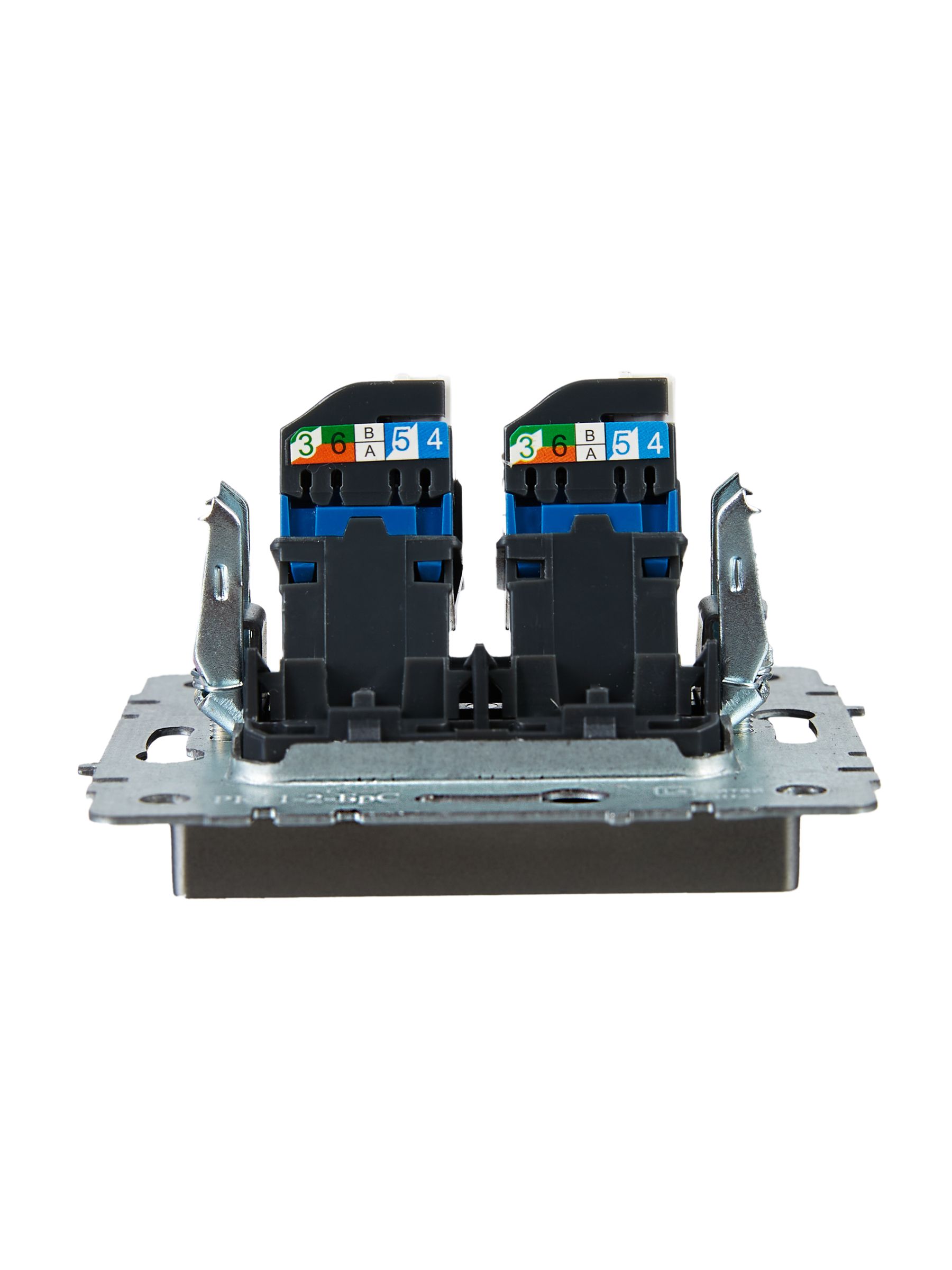 BRITE Розетка компьютерная двойная RJ45 кат.6 РК11-2-БрС сталь IEK — фото