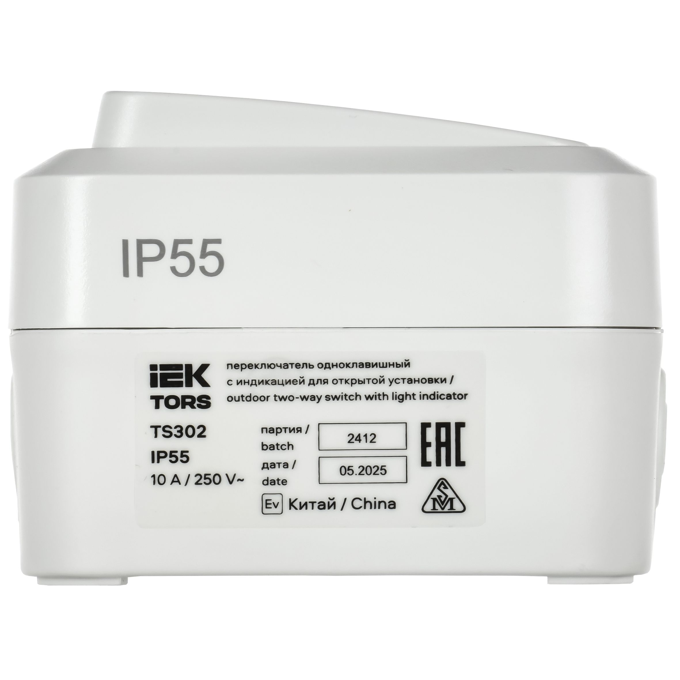 TORS Переключатель одноклавишный с индикацией 10А IP55 TS302 белый IEK — фото