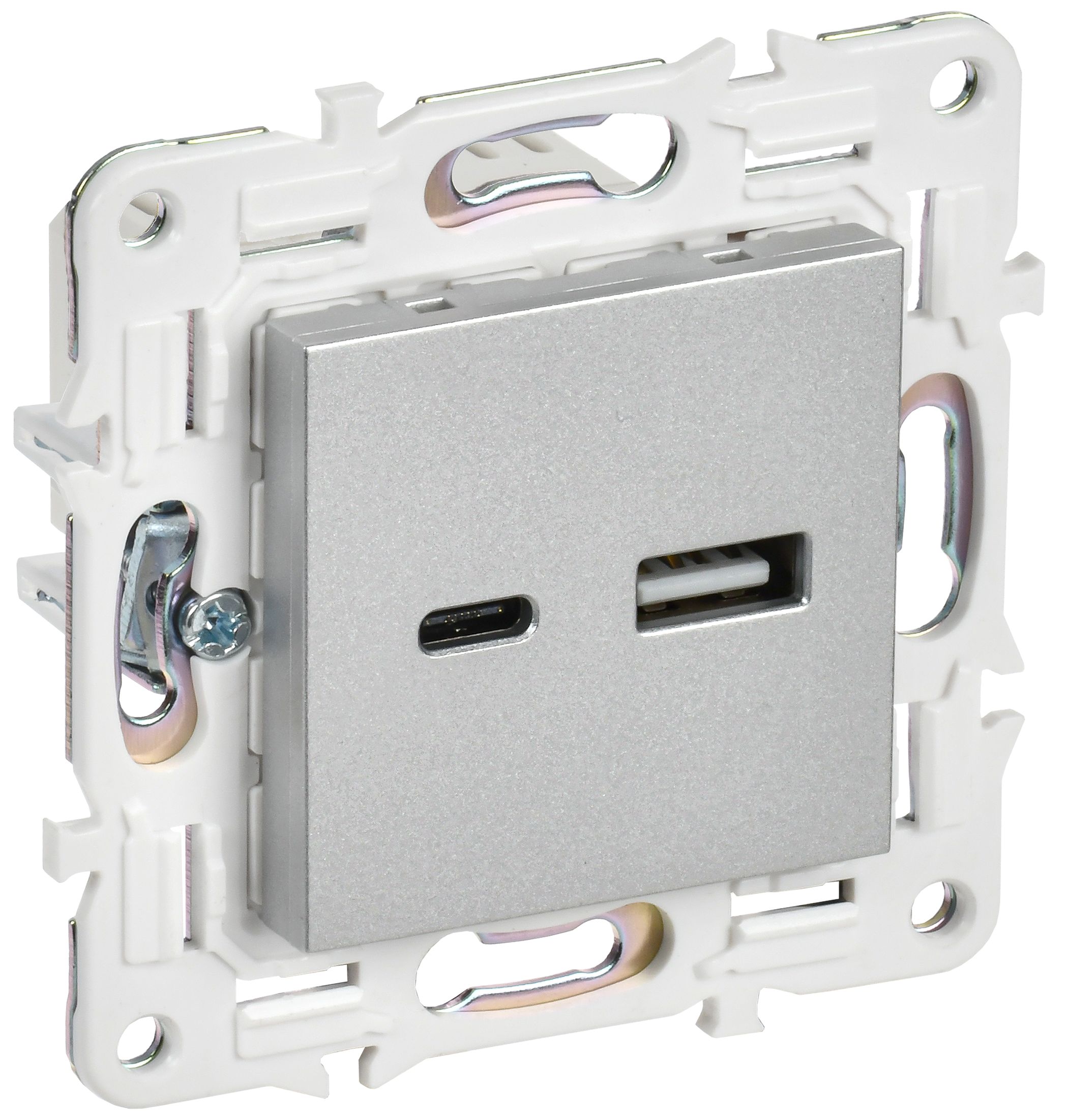 SKANDY Розетка USB A+C 18Вт SK-R13S серебряный IEK — фото