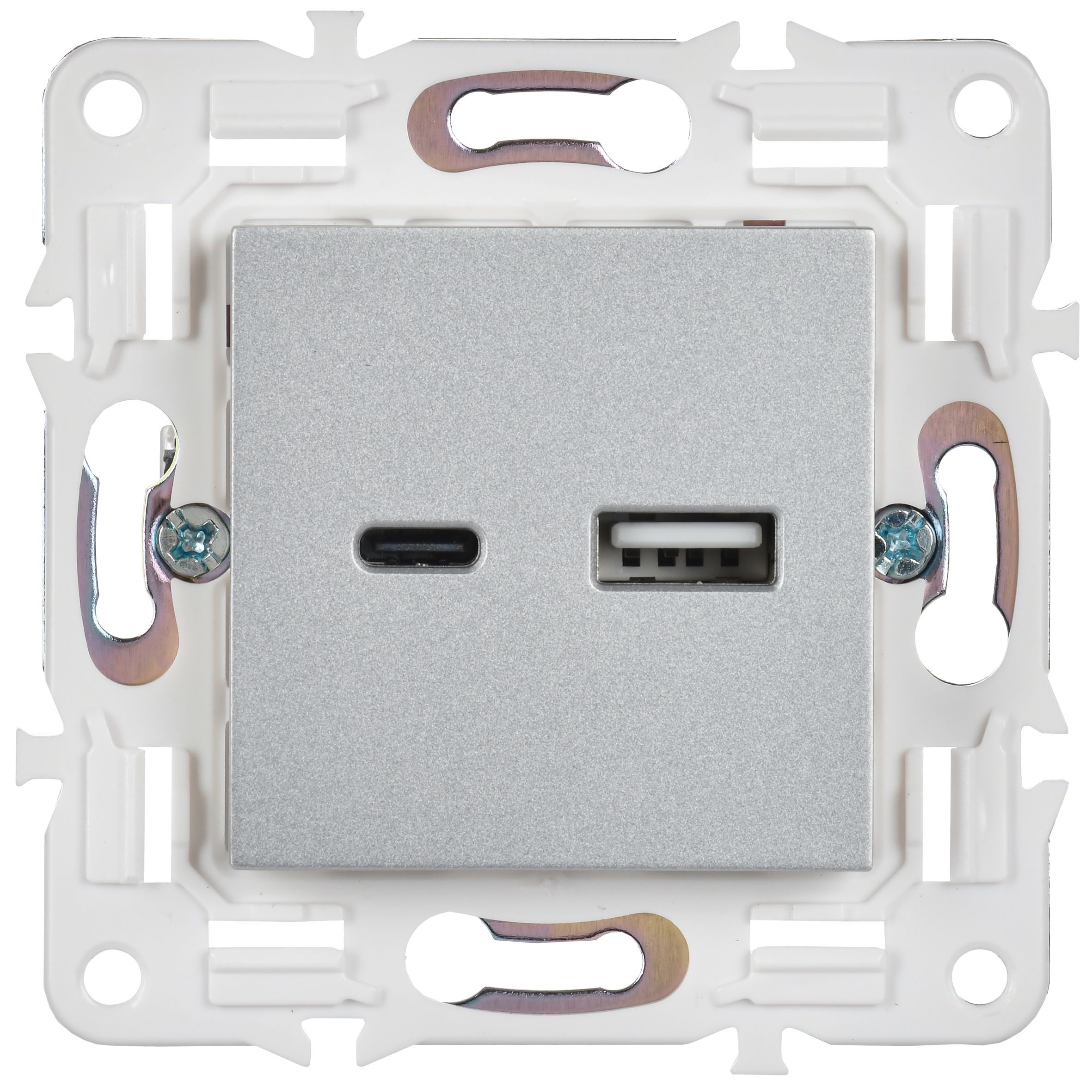 SKANDY Розетка USB A+C 18Вт SK-R13S серебряный IEK — фото