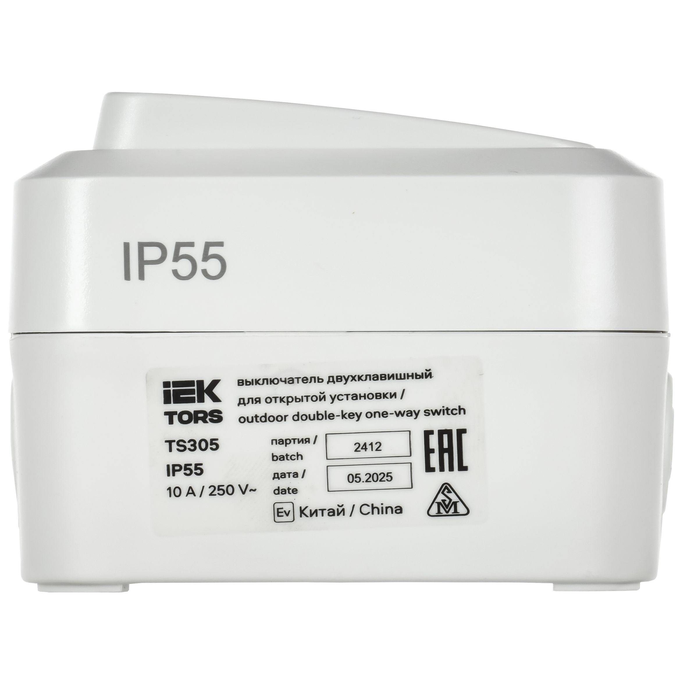 TORS Выключатель двухклавишный 10А IP55 TS305 белый IEK — фото