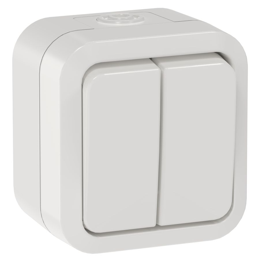 TORS Выключатель двухклавишный проходной 10А IP55 TS325 белый IEK