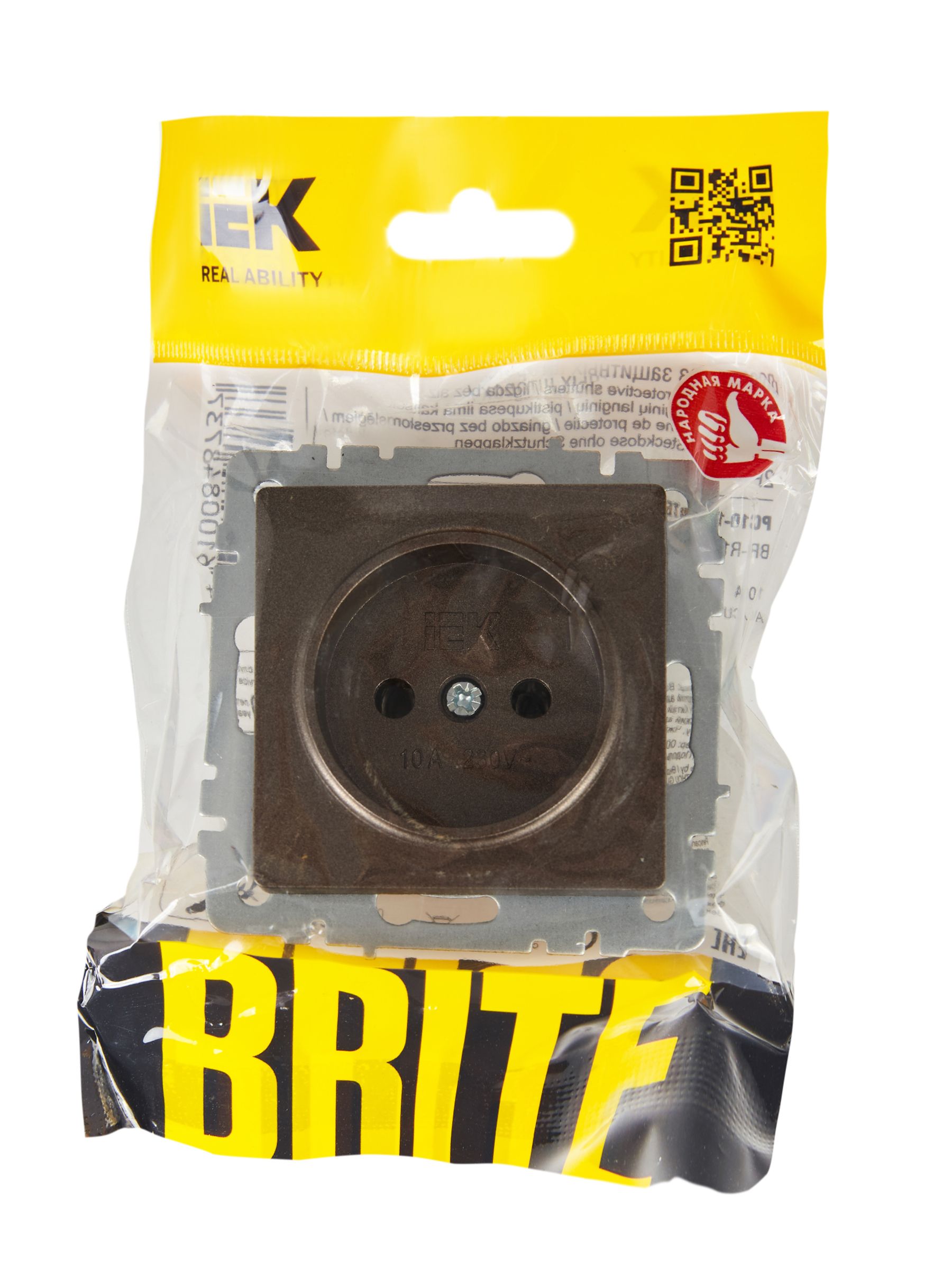BRITE Розетка 1-местная без заземления без защитных шторок 10А РС10-1-0-БрТБ темная бронза IEK — фото