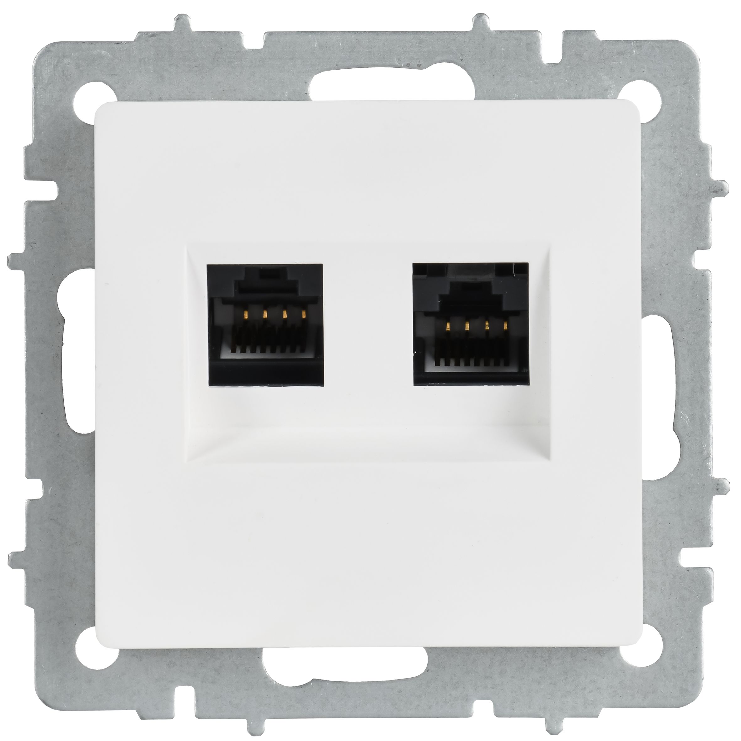 BRITE Розетка компьютерная двойная RJ45 кат.6 РК11-2-БрАБ арктический белый IEK — фото