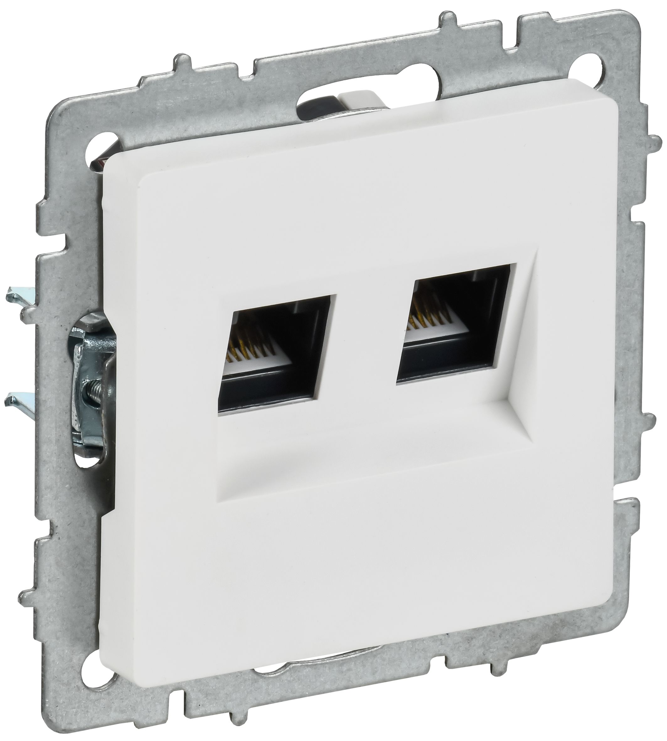BRITE Розетка компьютерная двойная RJ45 кат.6 РК11-2-БрАБ арктический белый IEK — фото