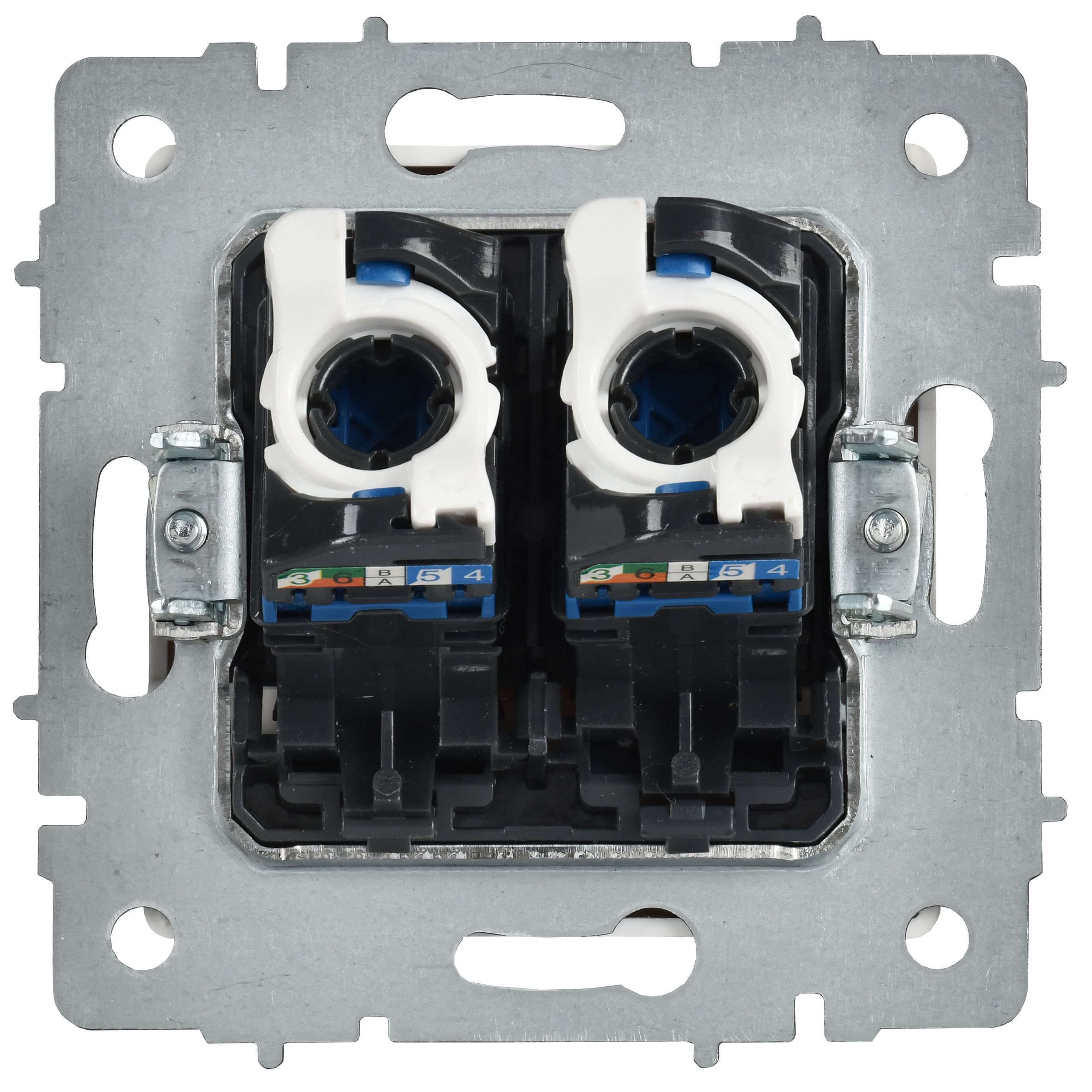 BRITE Розетка компьютерная двойная RJ45 кат.6 РК11-2-БрАБ арктический белый IEK — фото