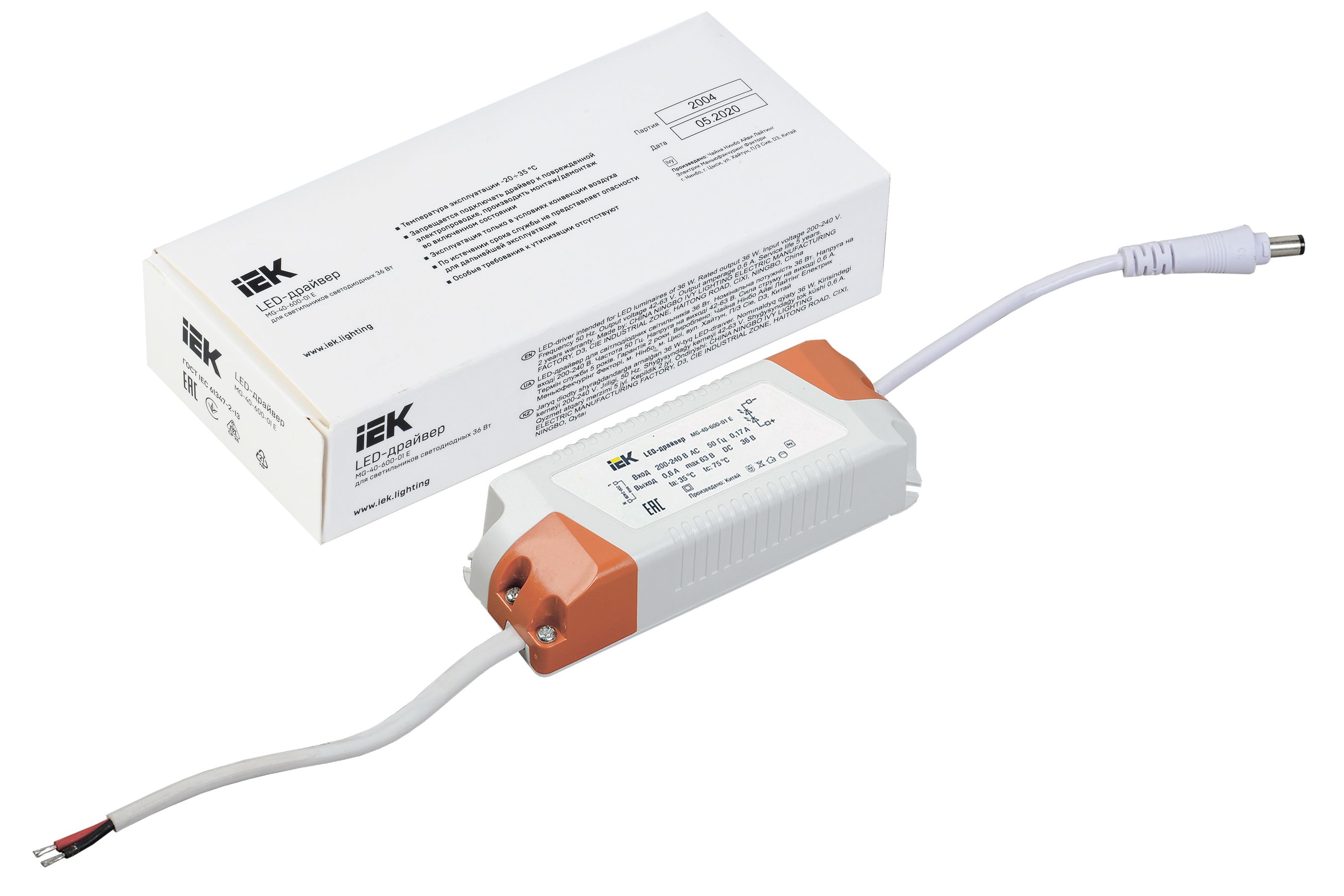 LED-драйвер MG-40-600-01 E для LED светильников 36Вт IEK — фото