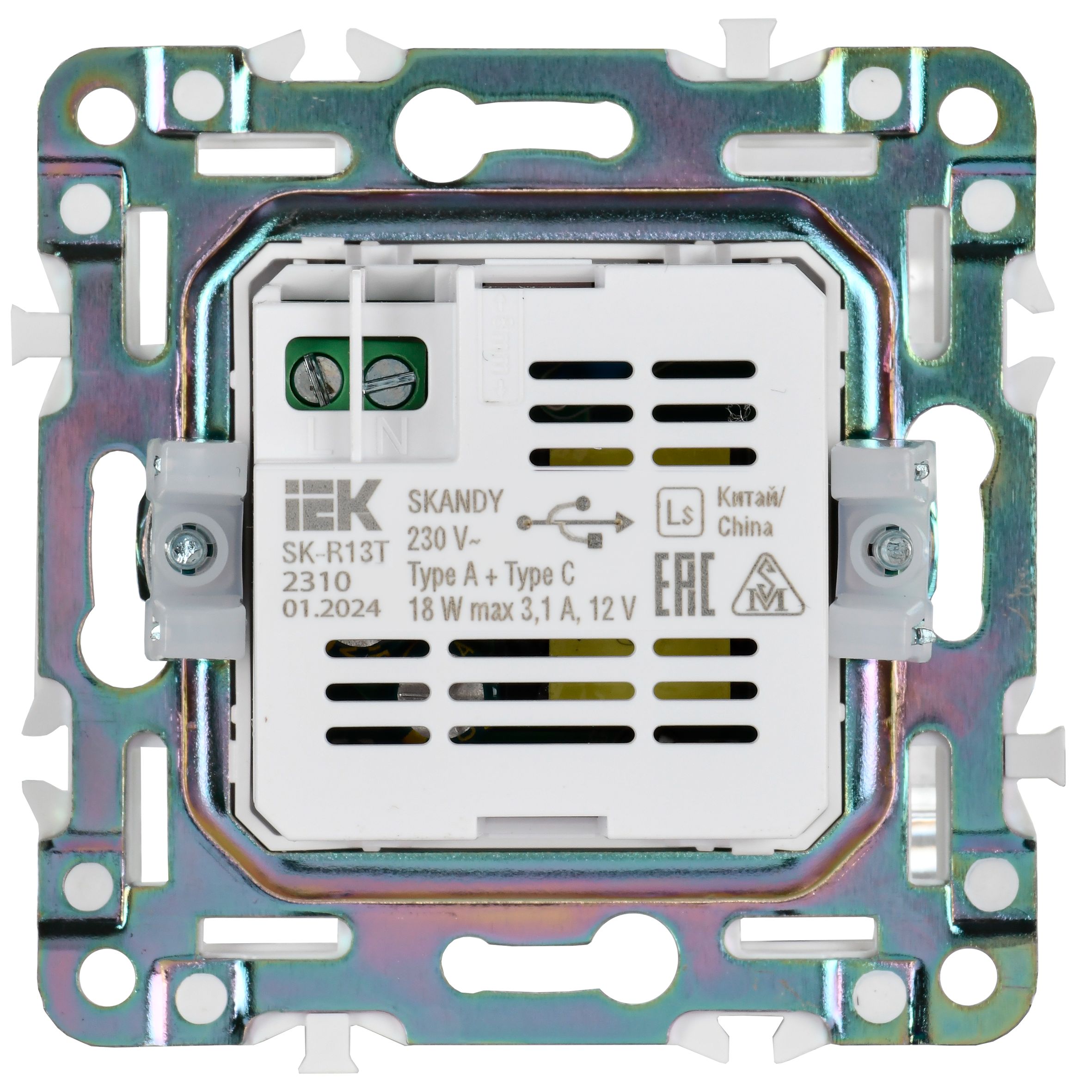 SKANDY Розетка USB A+C 18Вт SK-R13T титан IEK — фото