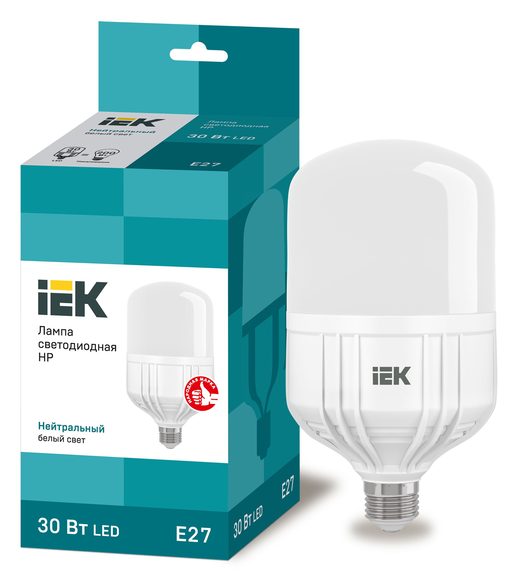 Лампа светодиодная HP 30Вт 230В 4000К E27 IEK — фото