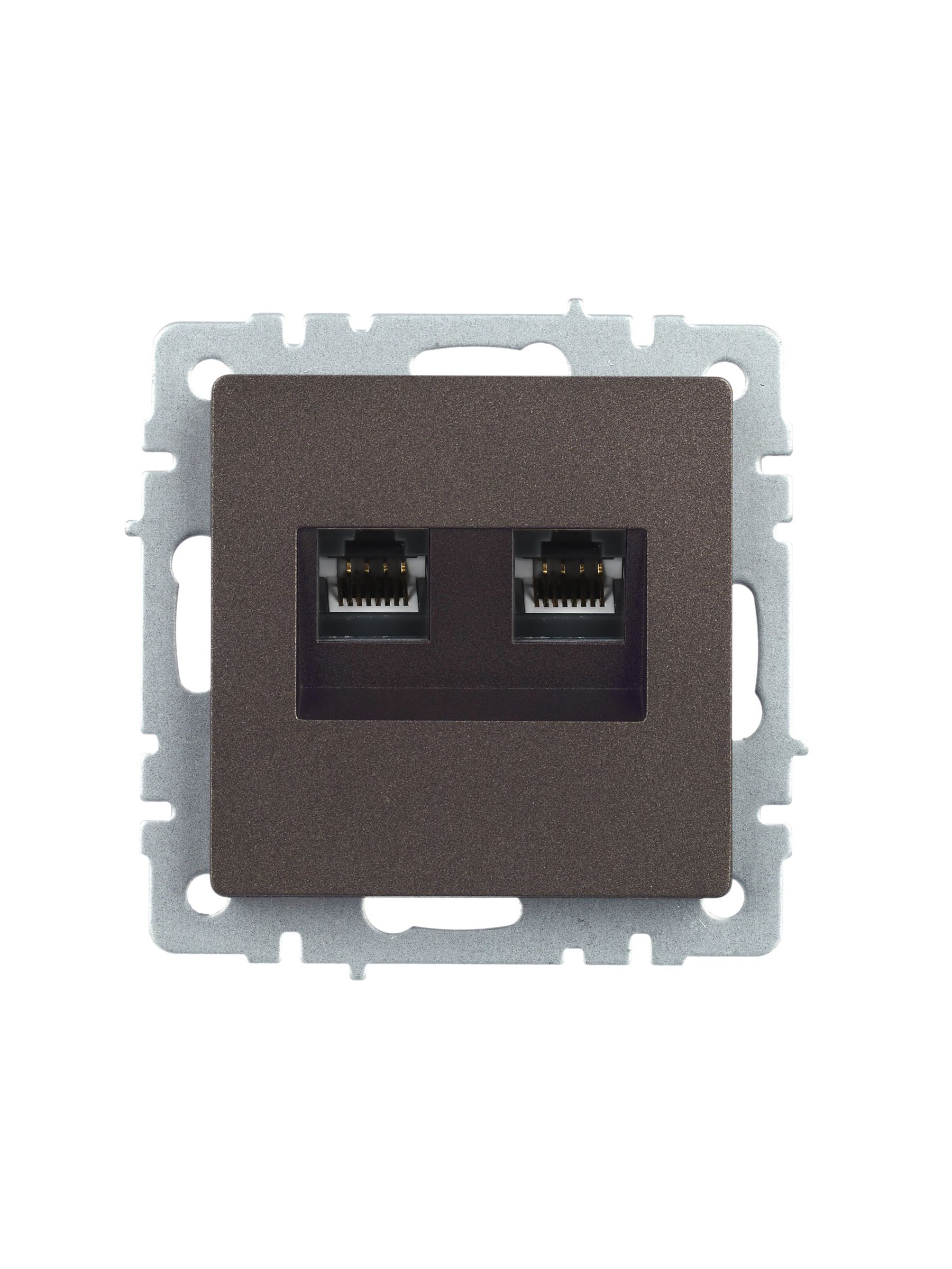 BRITE Розетка двойная RJ11+RJ45 кат.5E РК/Т12-БрТБ темная бронза IEK — фото